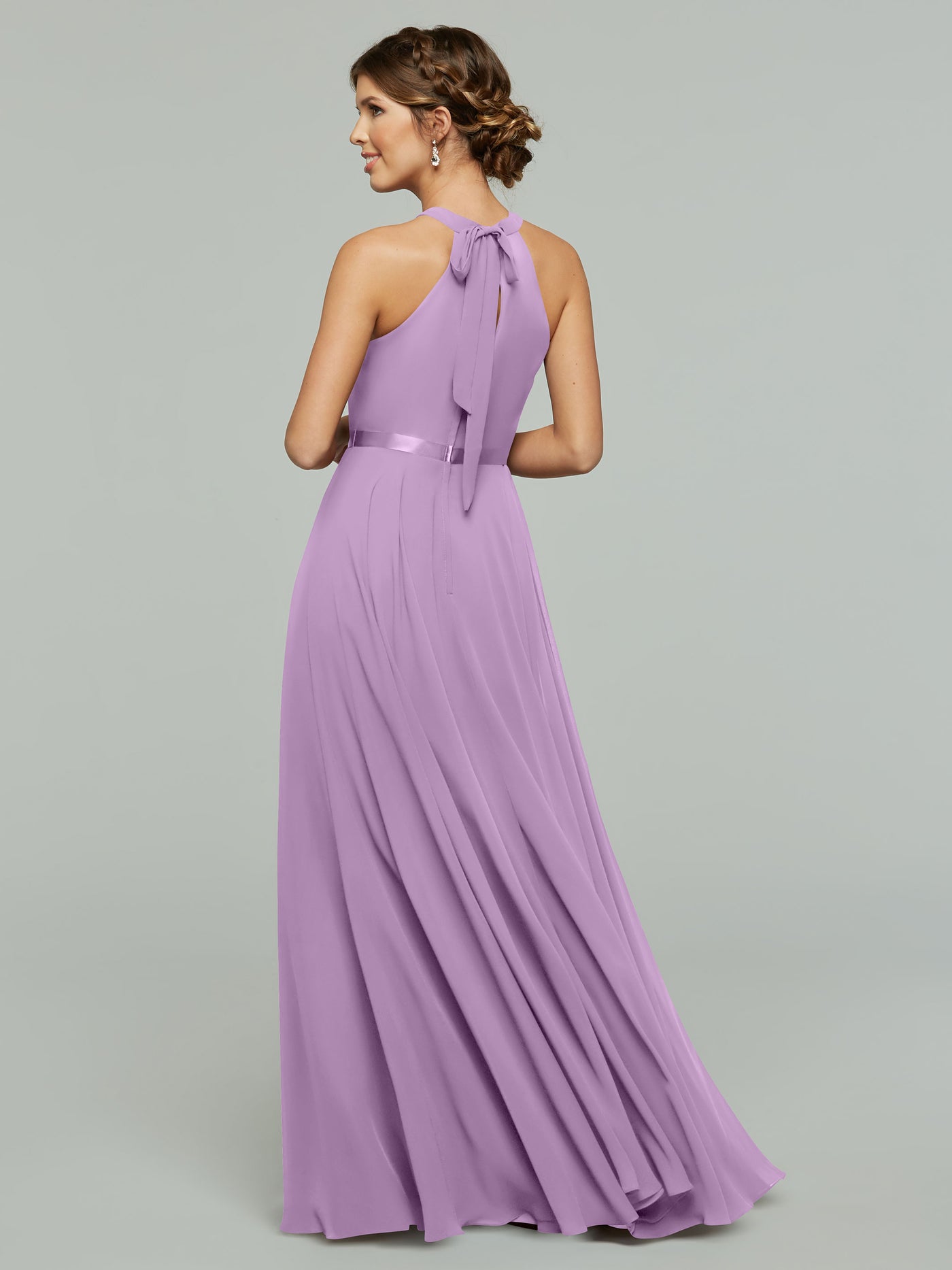 80038 - A-Line Chiffon Bridesmaid Dress with Halter Neckline