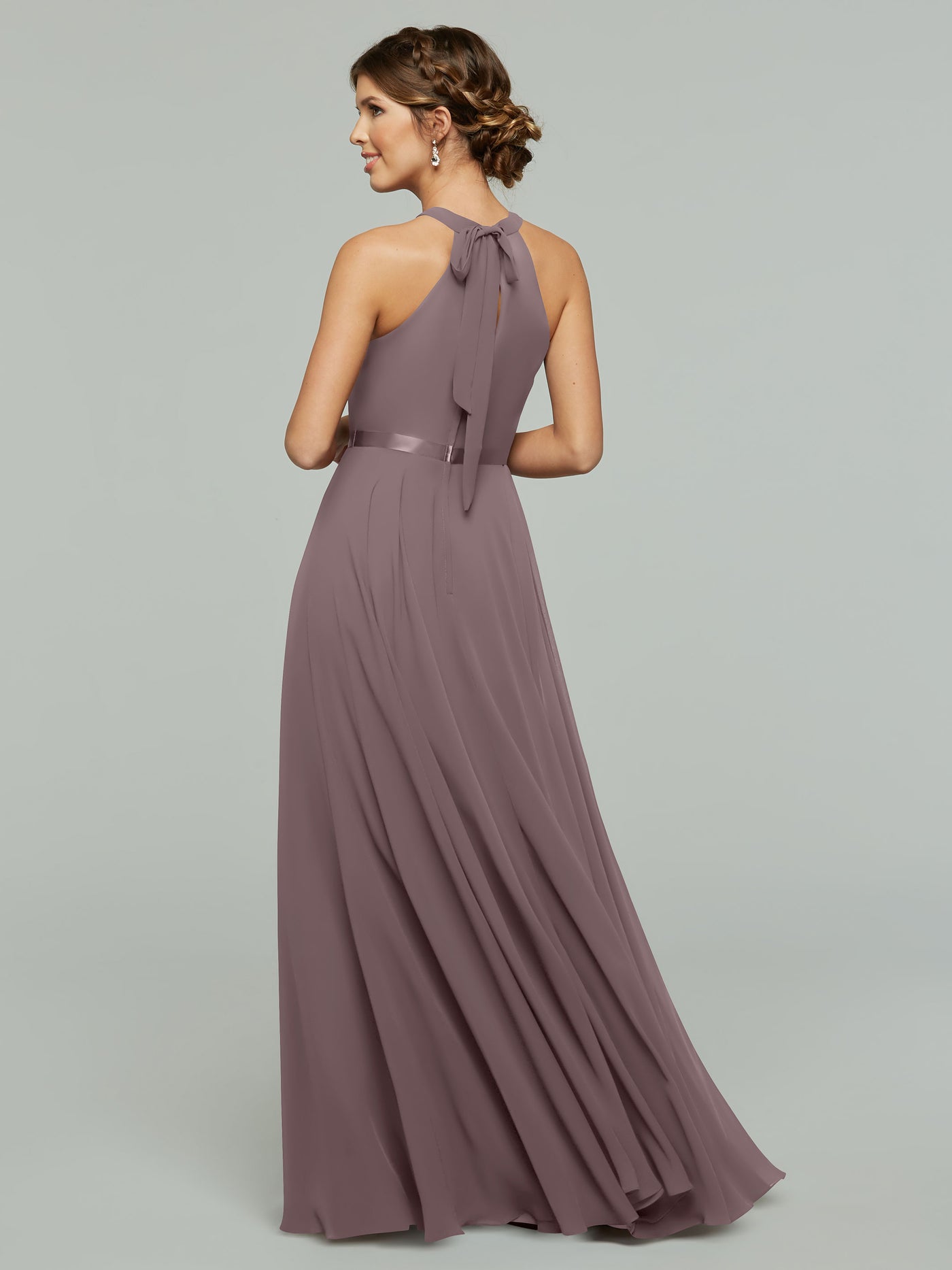 80038 - A-Line Chiffon Bridesmaid Dress with Halter Neckline