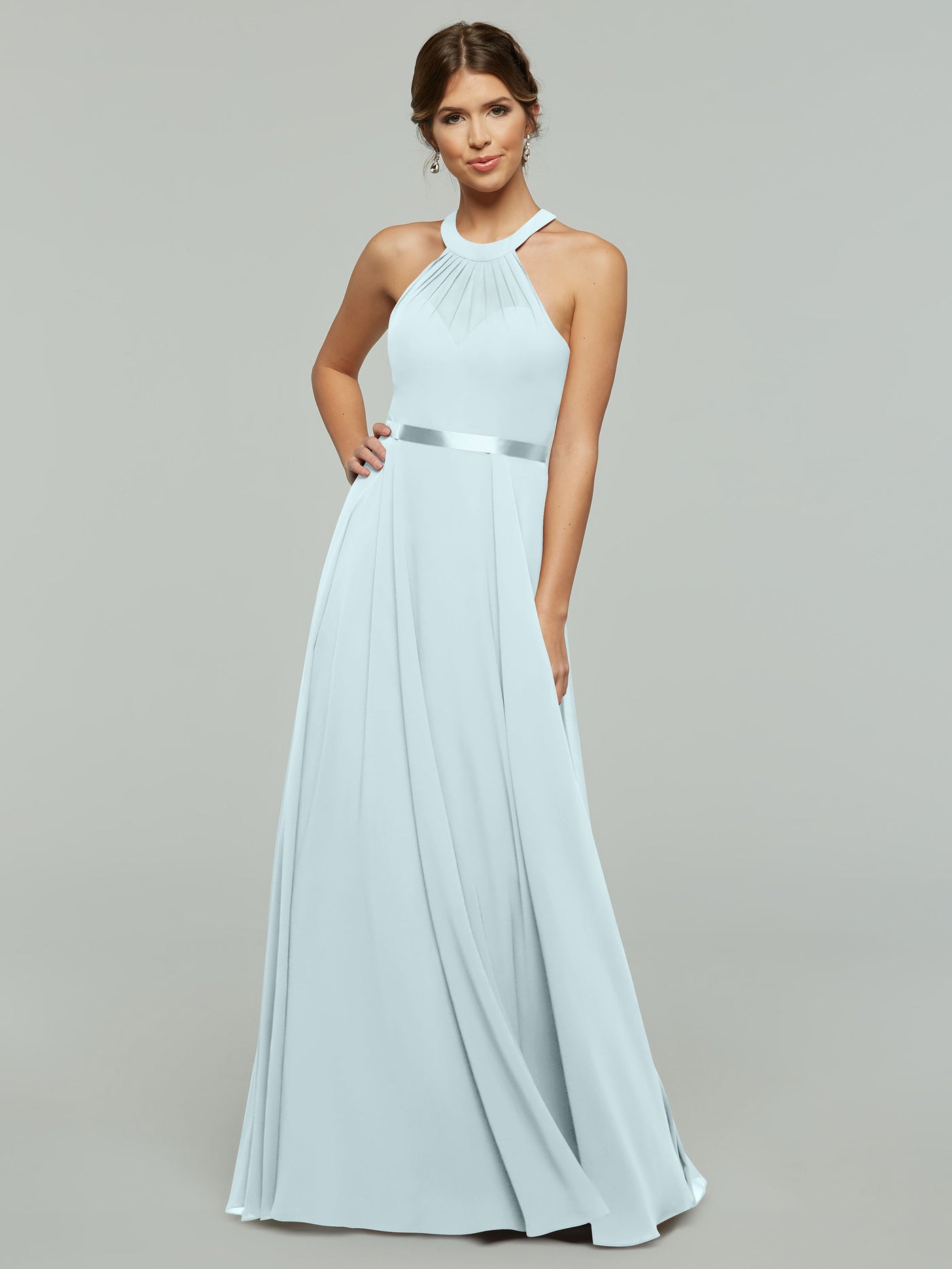 80038 - A-Line Chiffon Bridesmaid Dress with Halter Neckline