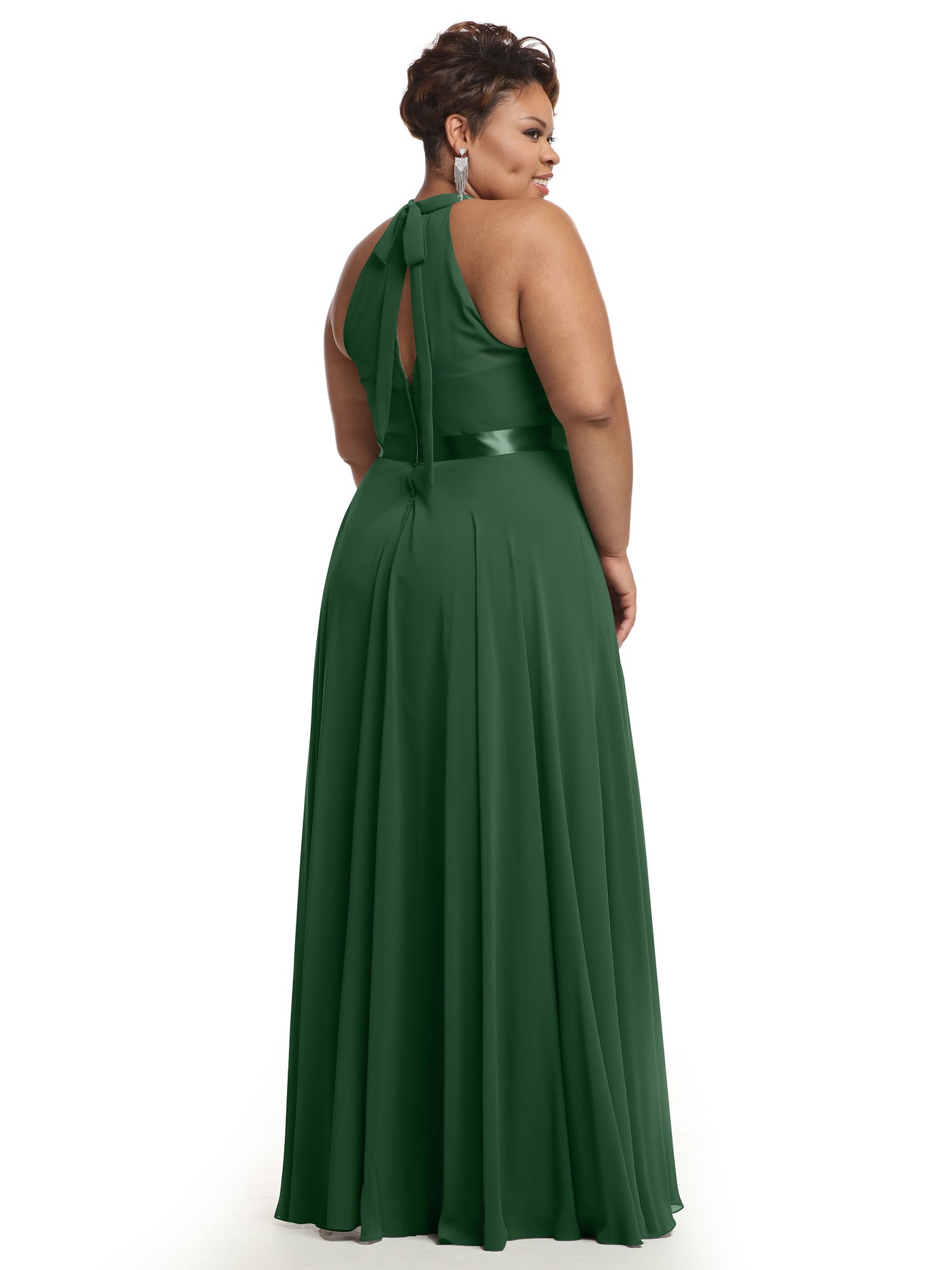 80038 - A-Line Chiffon Bridesmaid Dress with Halter Neckline