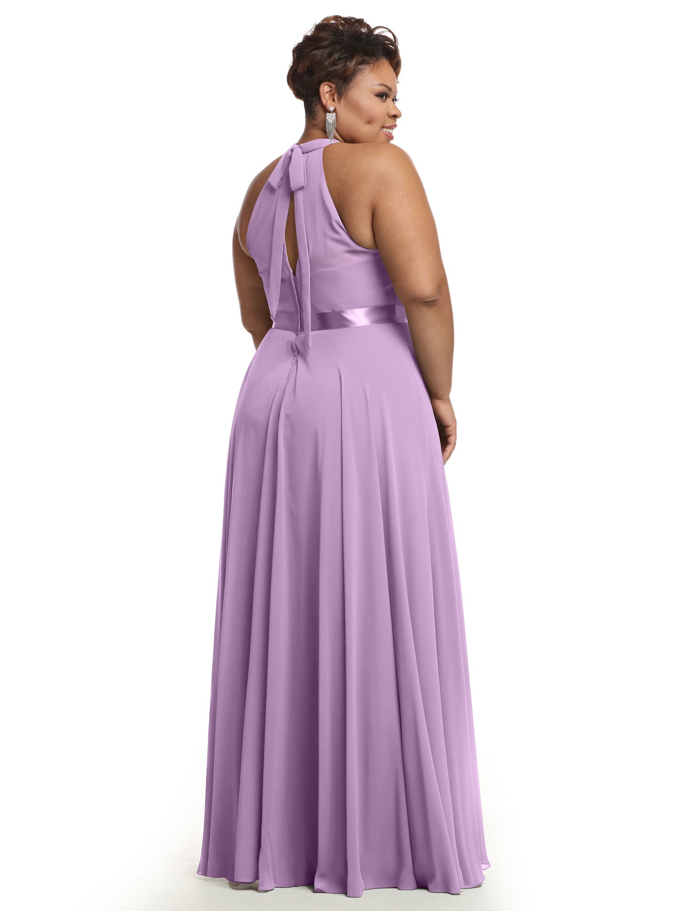 80038 - A-Line Chiffon Bridesmaid Dress with Halter Neckline