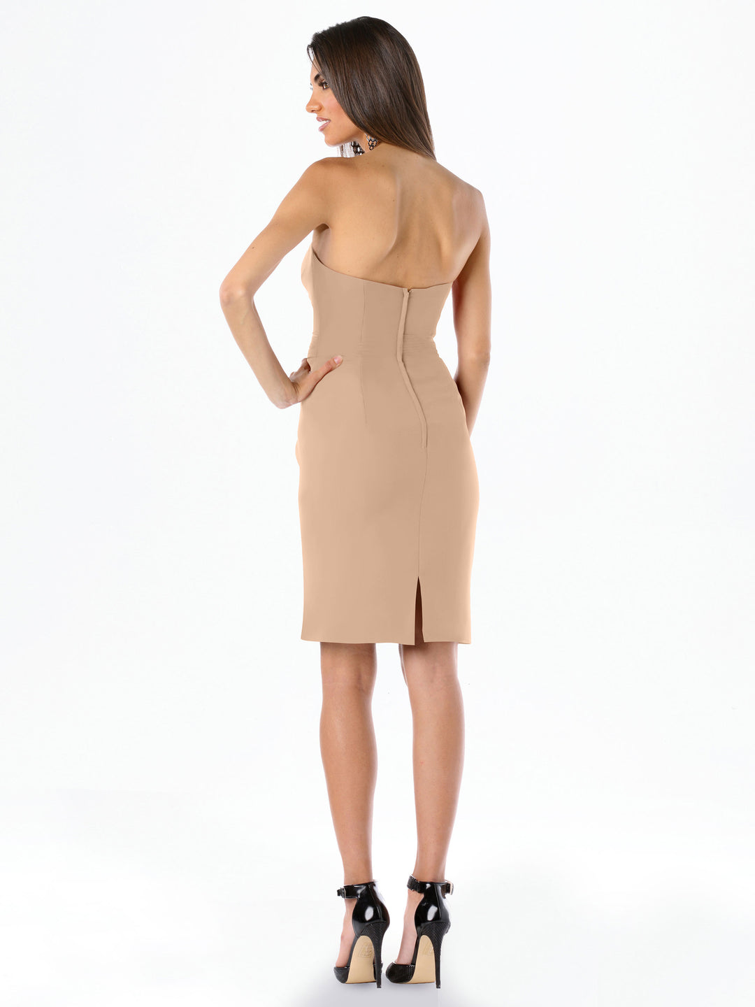 crepe bridesmaid dress Bridesmaid Dress for Women Chiffon Keen Length Double V Neck main image 1