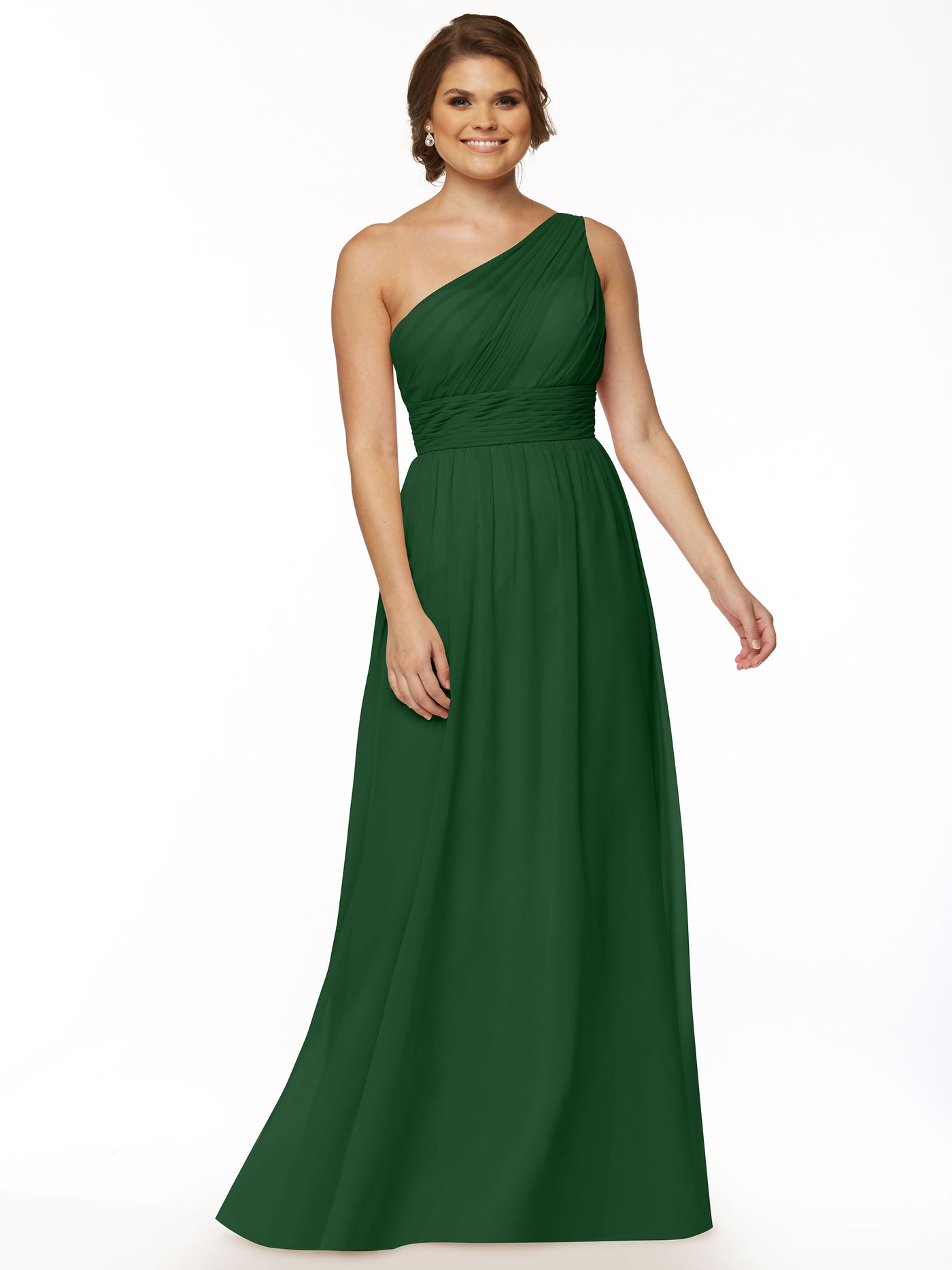 80047 - One-Shoulder A-Line Chiffon Bridesmaid Dress with Ruching