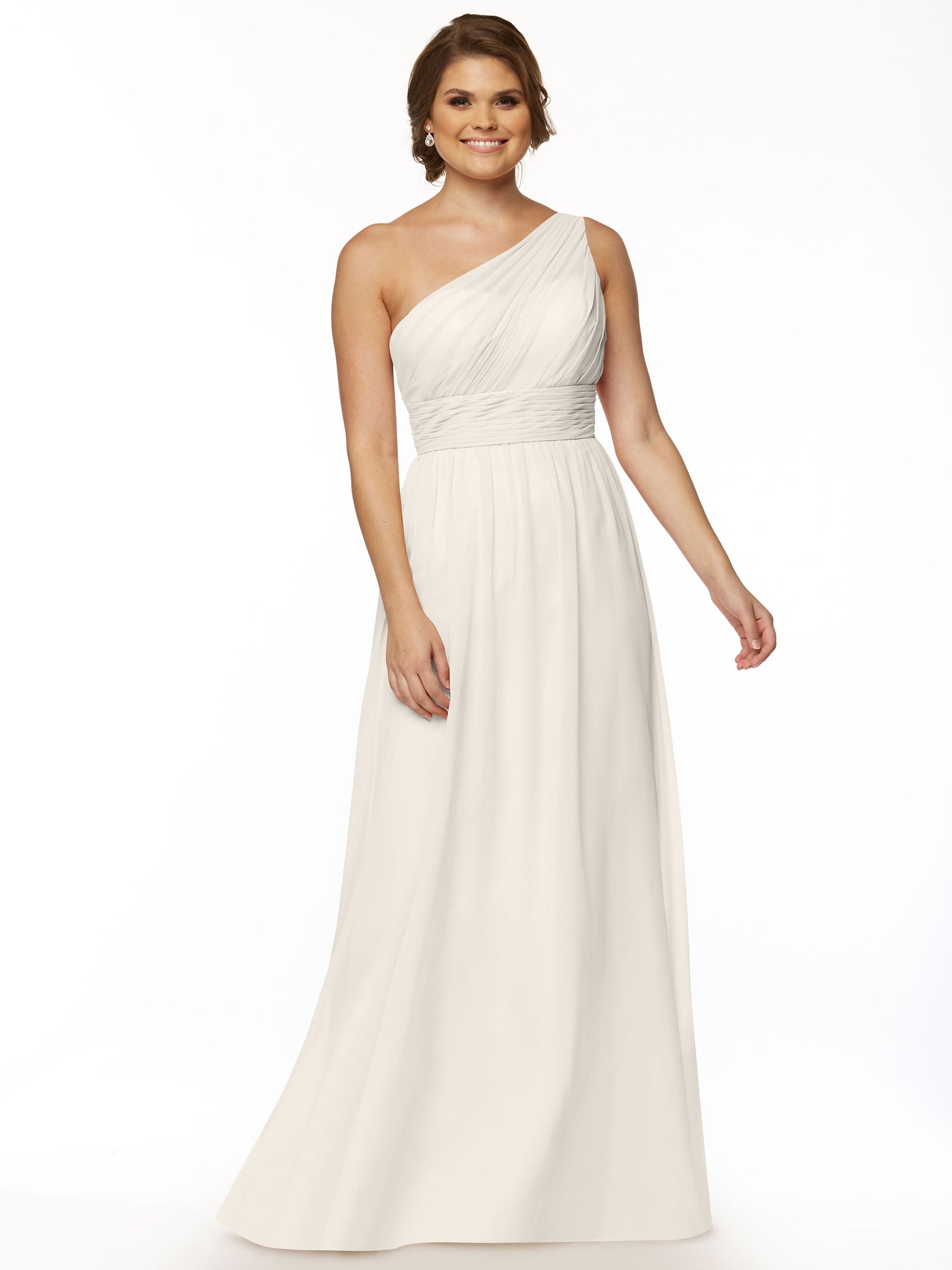 80047 - One-Shoulder A-Line Chiffon Bridesmaid Dress with Ruching