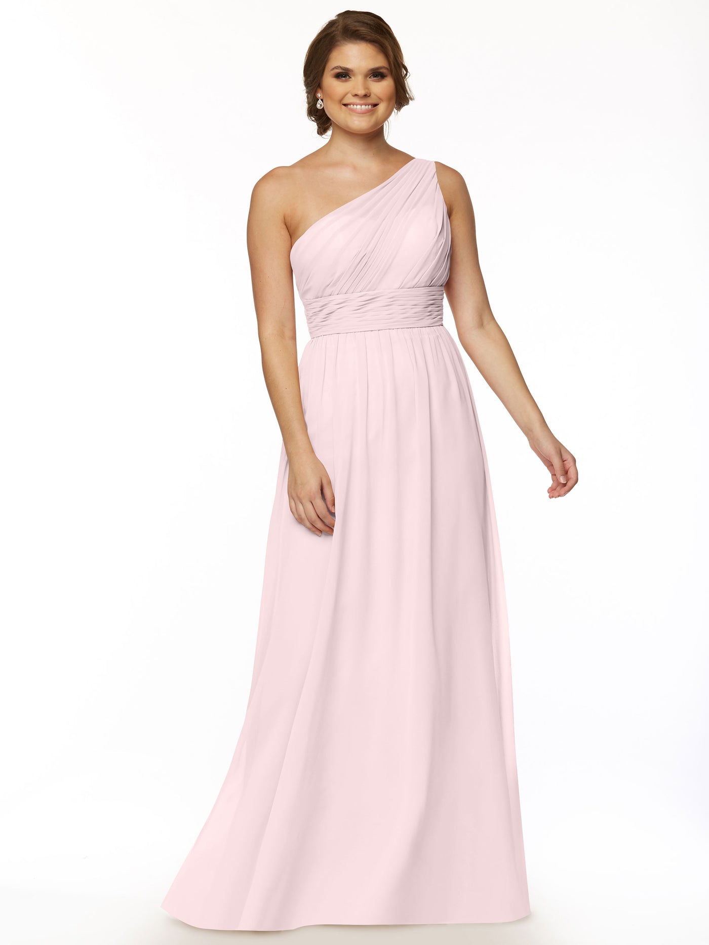 80047 - One-Shoulder A-Line Chiffon Bridesmaid Dress with Ruching