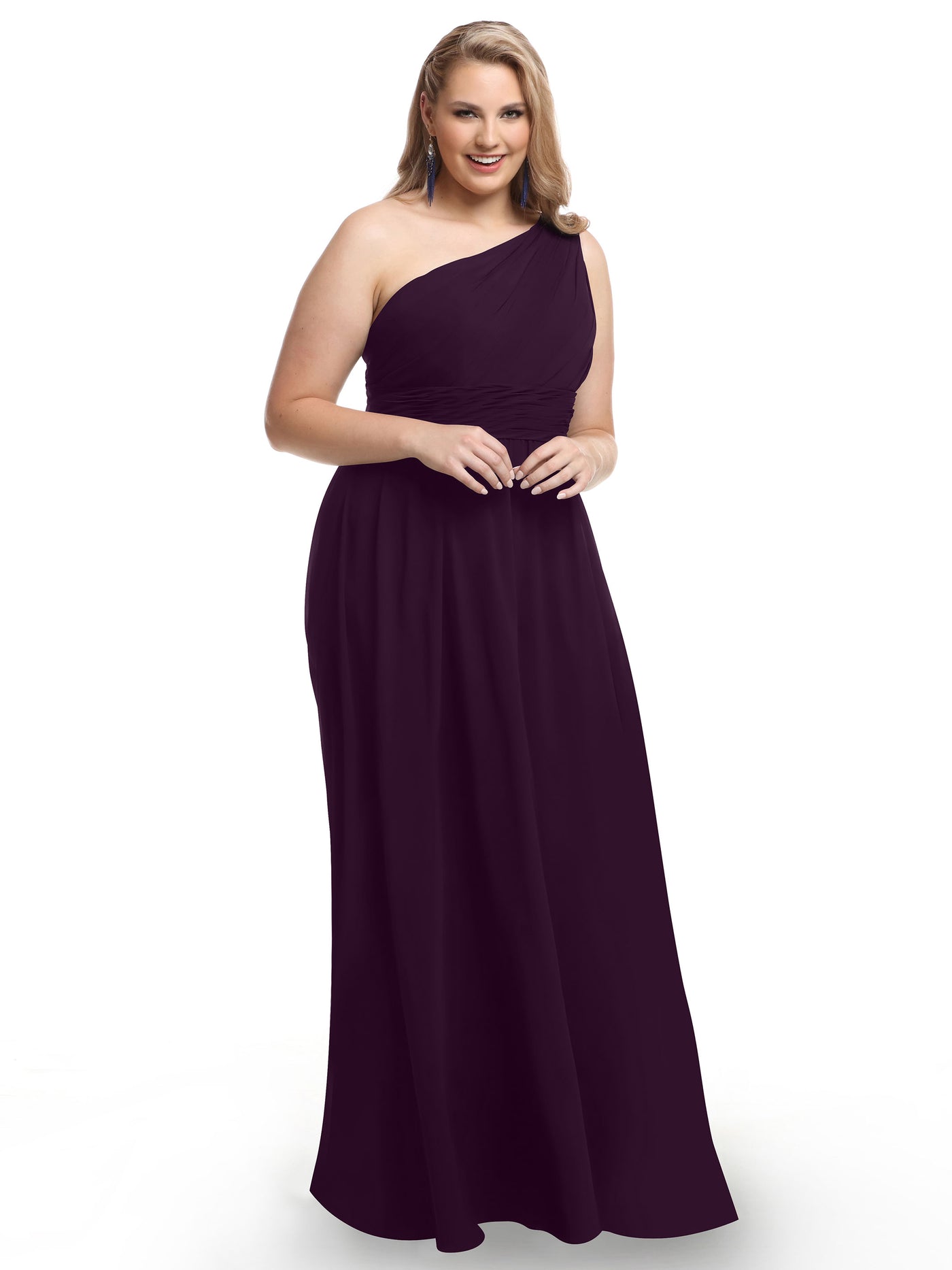 80047 - One-Shoulder A-Line Chiffon Bridesmaid Dress with Ruching