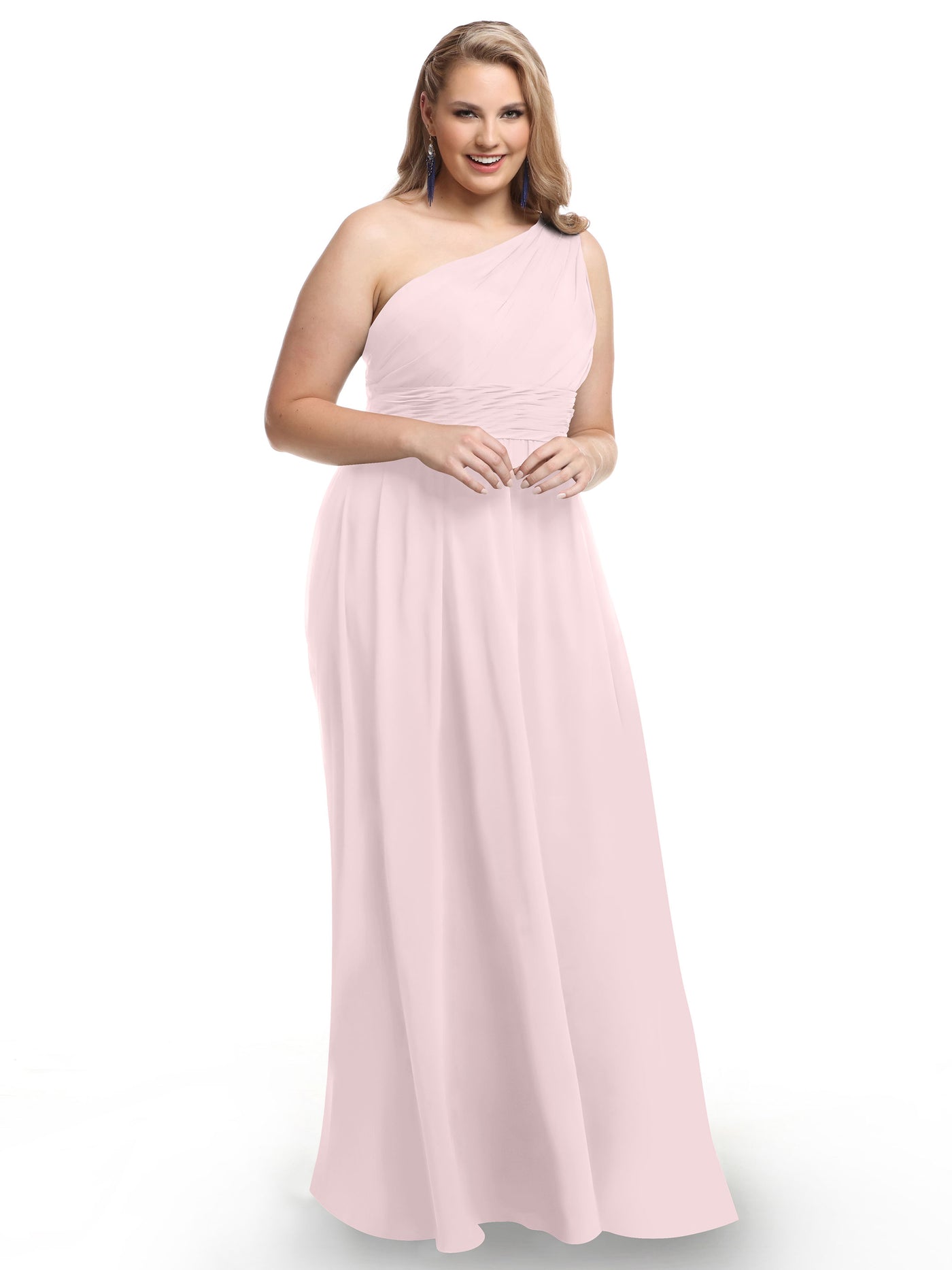 80047 - One-Shoulder A-Line Chiffon Bridesmaid Dress with Ruching