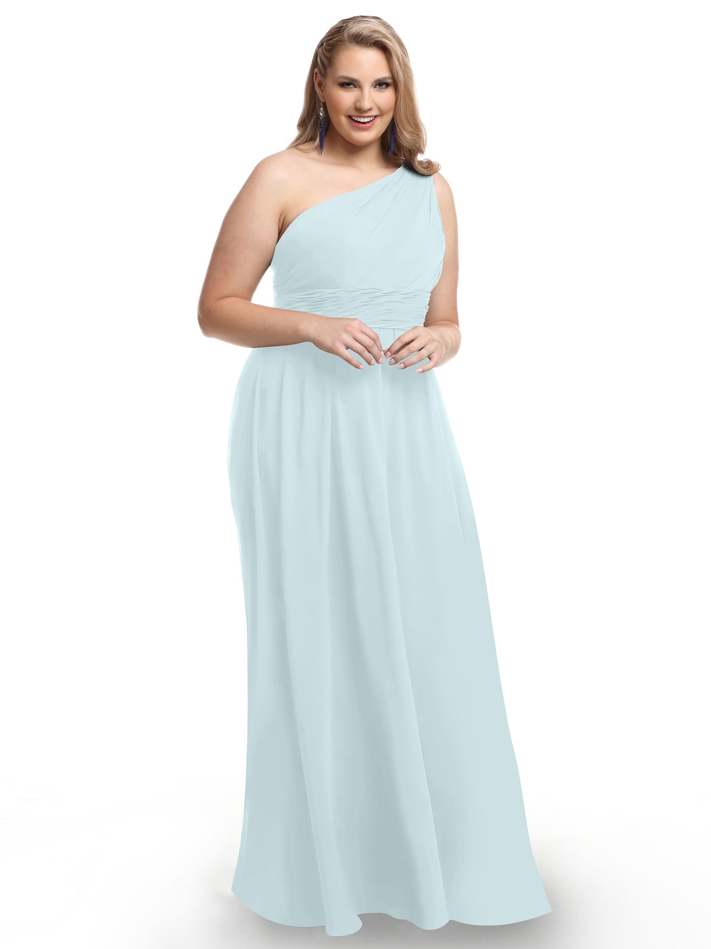 80047 - One-Shoulder A-Line Chiffon Bridesmaid Dress with Ruching