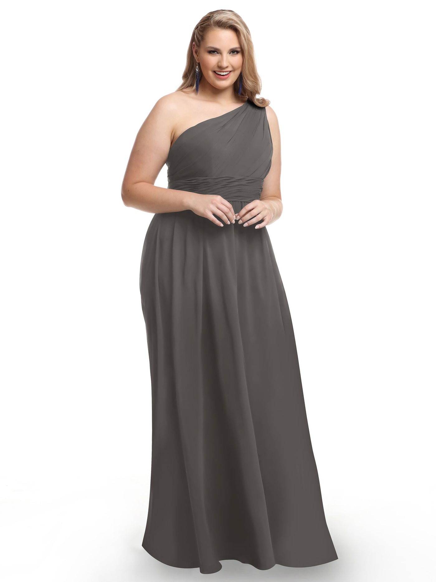 80047 - One-Shoulder A-Line Chiffon Bridesmaid Dress with Ruching