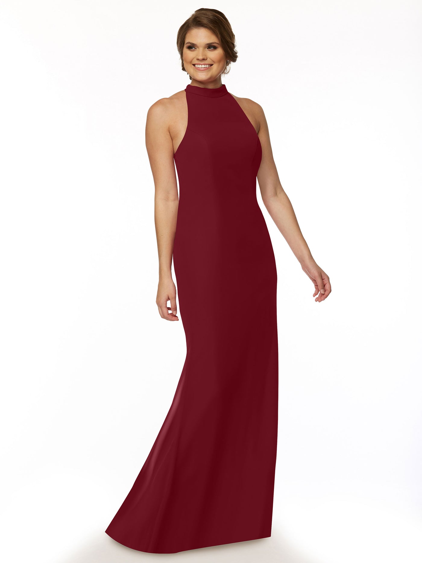 80068 - High-Neck Halter Mermaid Bridesmaid Dress in Chiffon