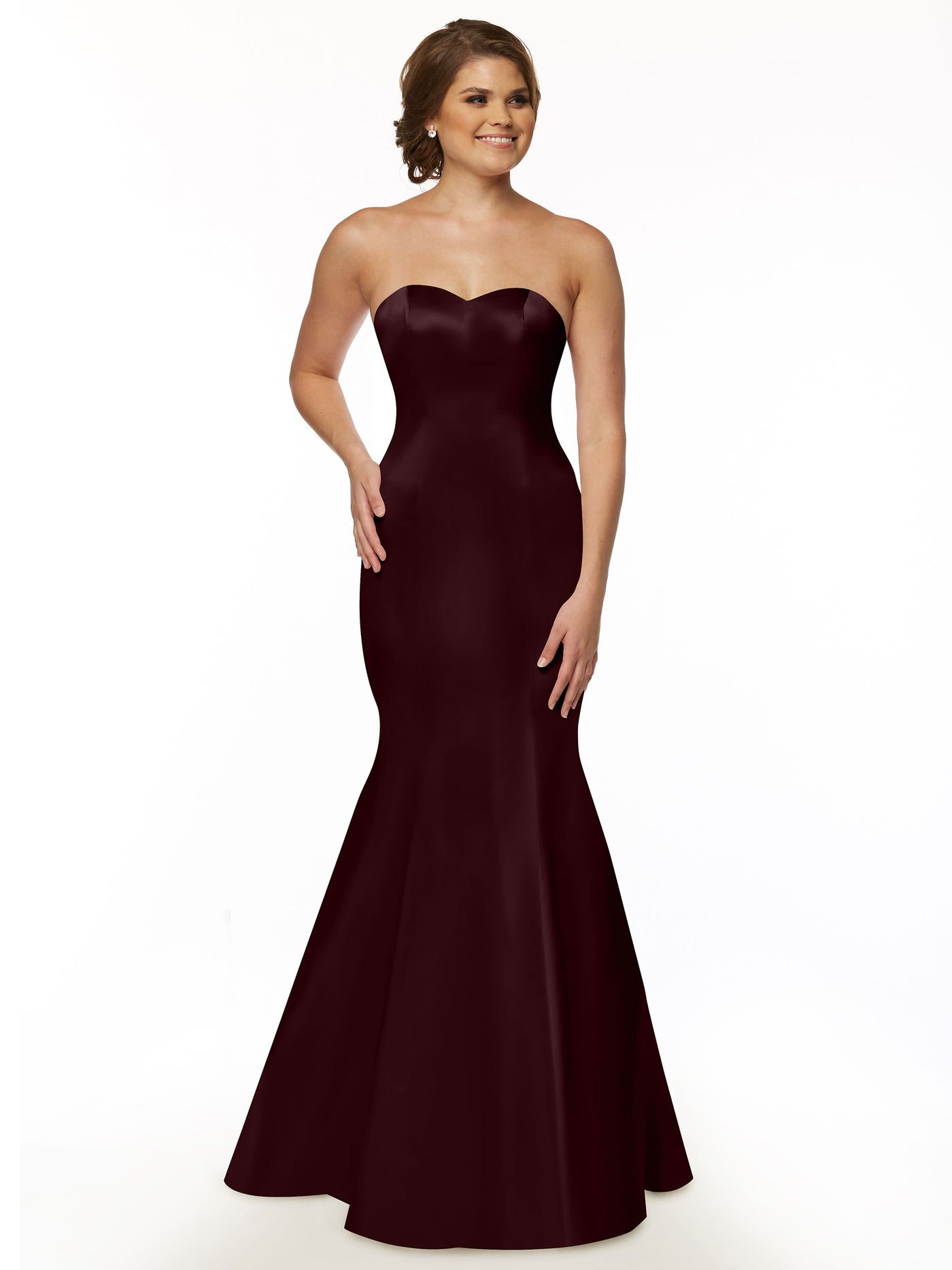 80072 - Mermaid Satin Bridesmaid Dress with Back Ruffle