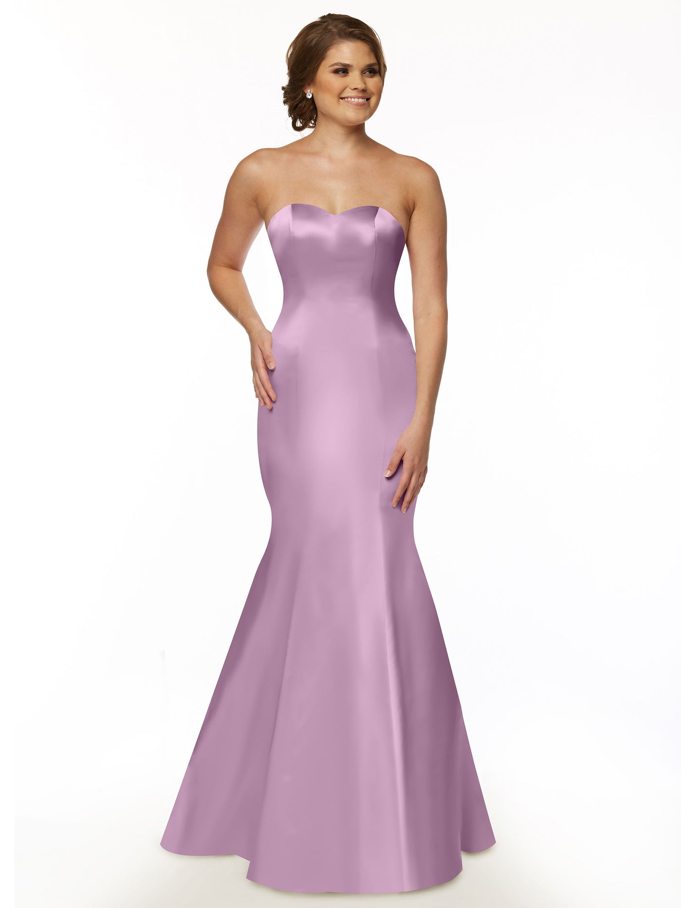 80072 - Mermaid Satin Bridesmaid Dress with Back Ruffle
