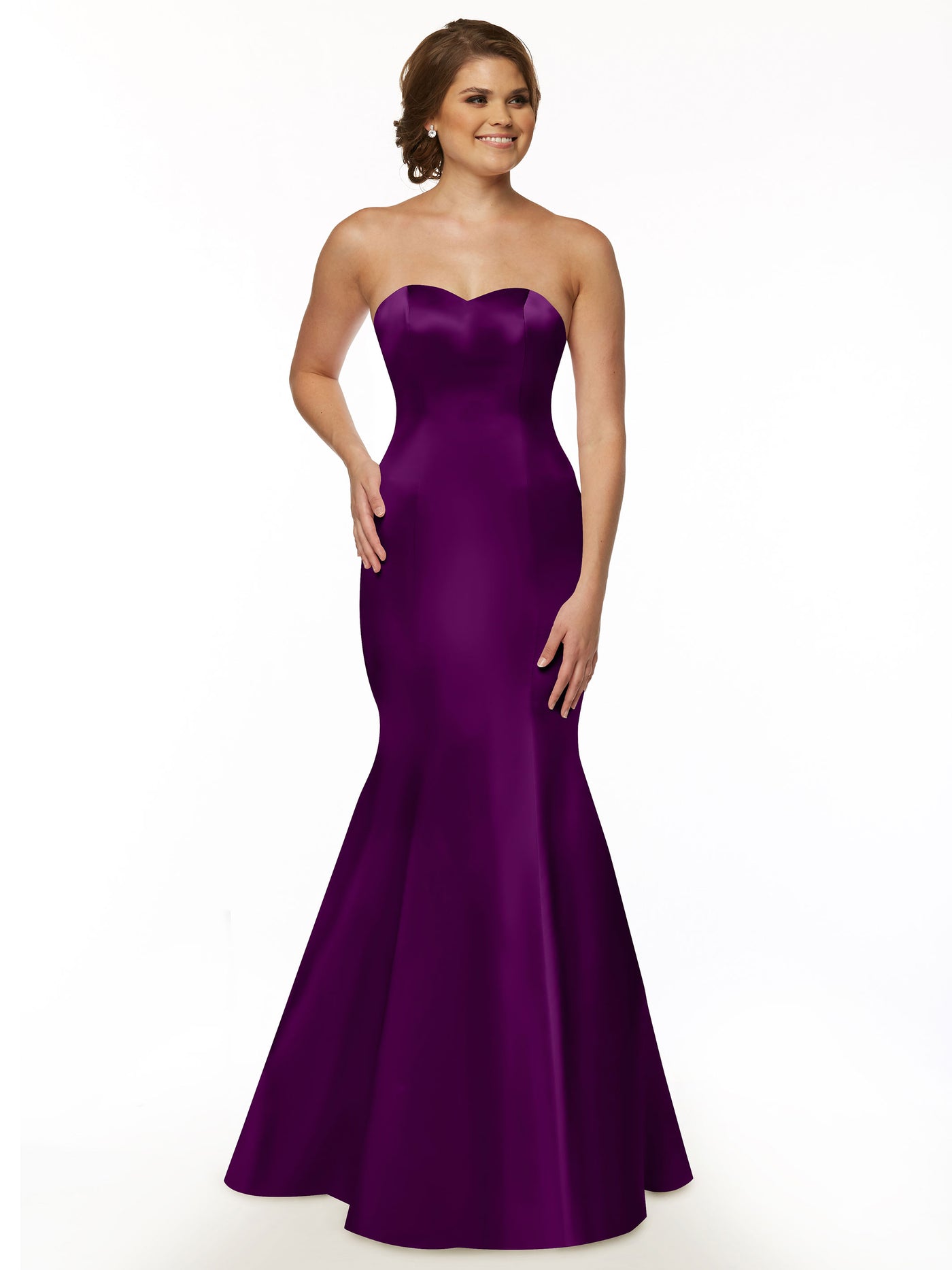 80072 - Mermaid Satin Bridesmaid Dress with Back Ruffle