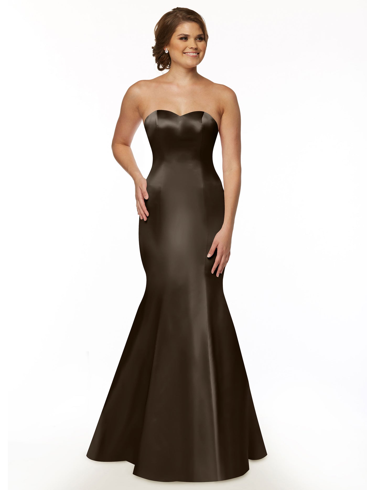 80072 - Mermaid Satin Bridesmaid Dress with Back Ruffle