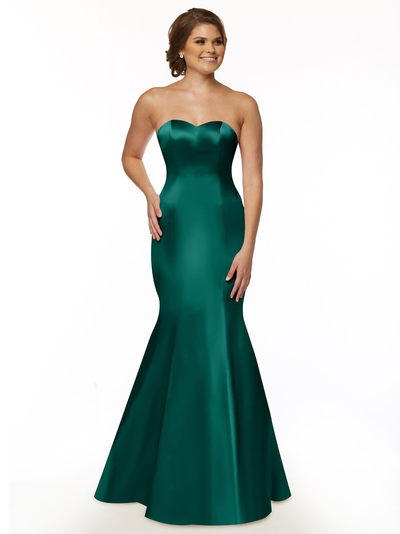 80072 - Mermaid Satin Bridesmaid Dress with Back Ruffle