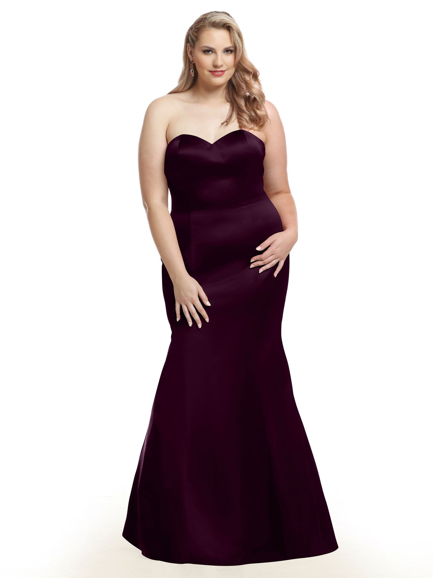80072 - Mermaid Satin Bridesmaid Dress with Back Ruffle