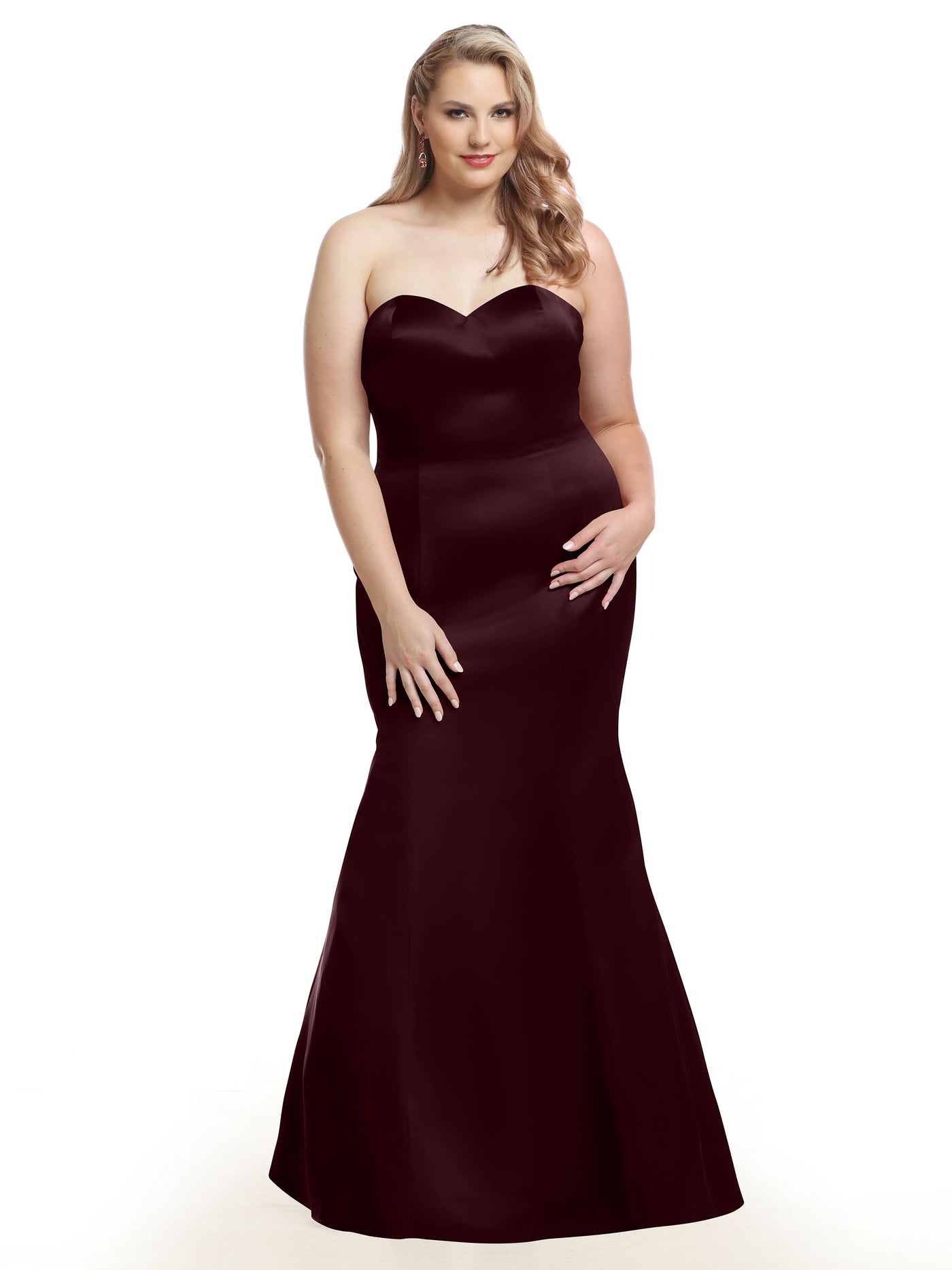 80072 - Mermaid Satin Bridesmaid Dress with Back Ruffle