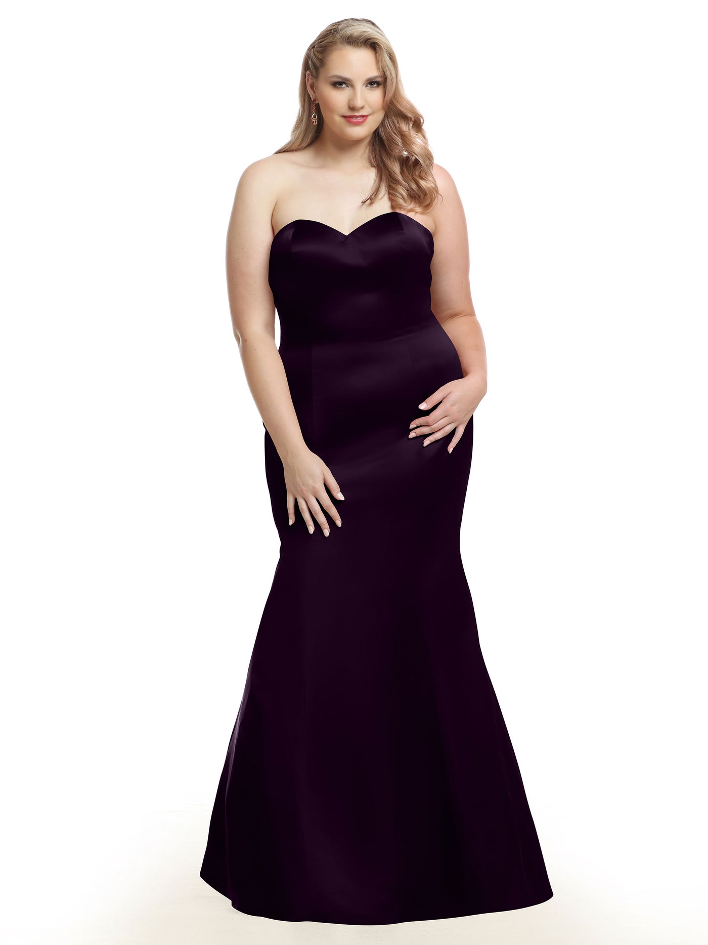 80072 - Mermaid Satin Bridesmaid Dress with Back Ruffle