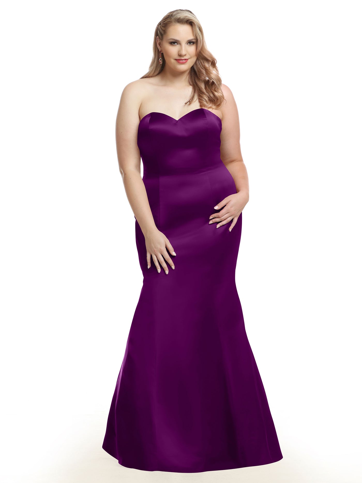 80072 - Mermaid Satin Bridesmaid Dress with Back Ruffle
