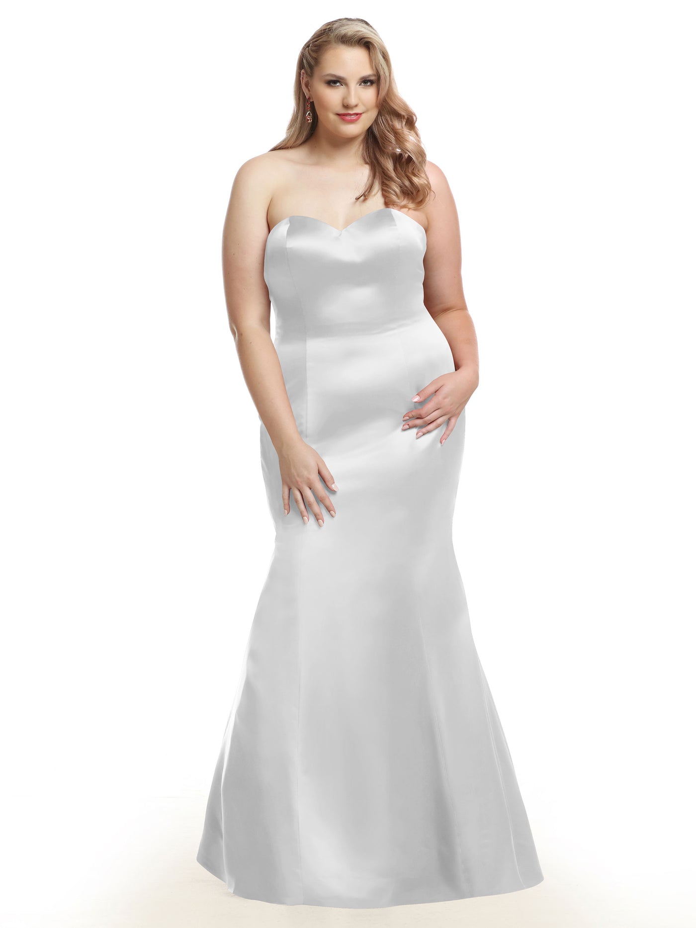 80072 - Mermaid Satin Bridesmaid Dress with Back Ruffle