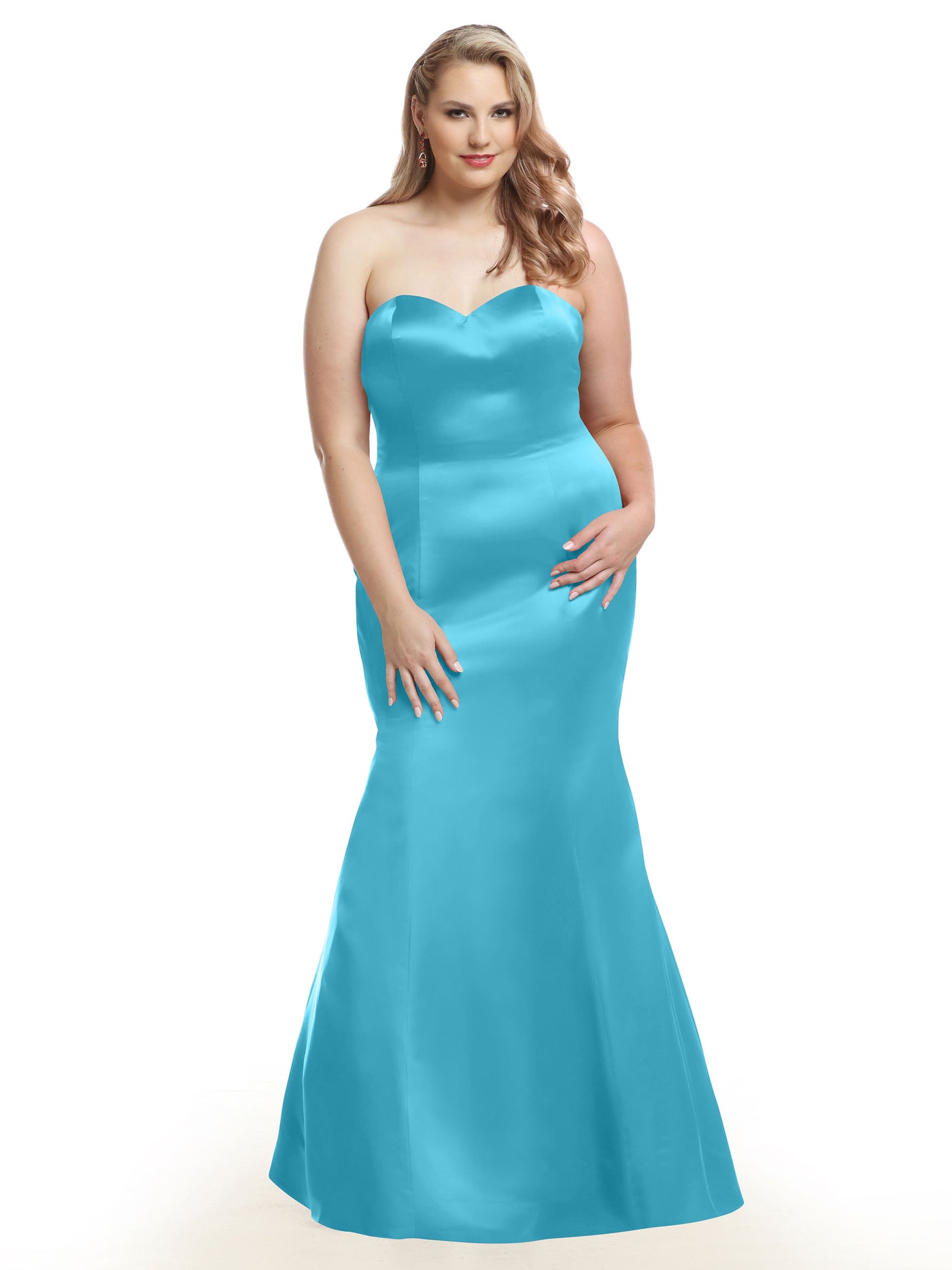 80072 - Mermaid Satin Bridesmaid Dress with Back Ruffle