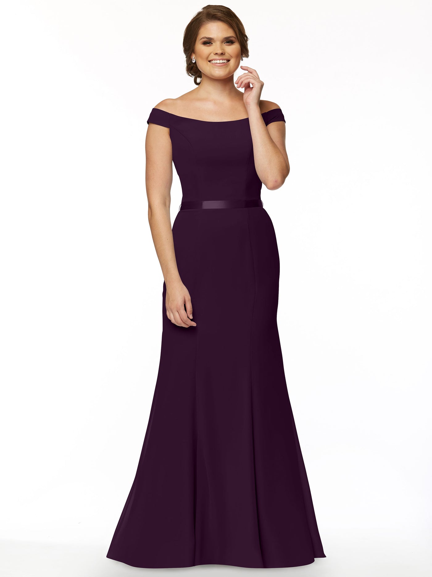 80079 - Off-the-Shoulder Fit-and-Flare Bridesmaid Dress