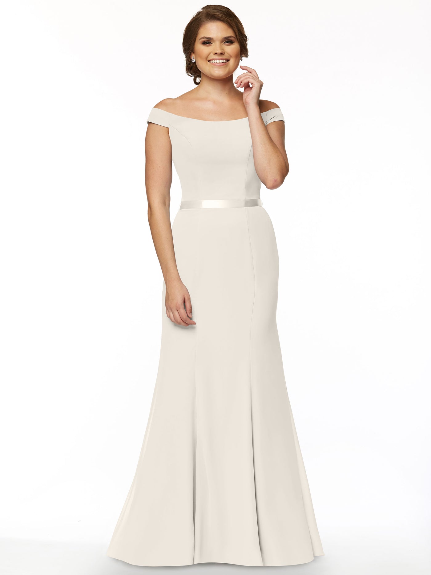 80079 - Off-the-Shoulder Fit-and-Flare Bridesmaid Dress