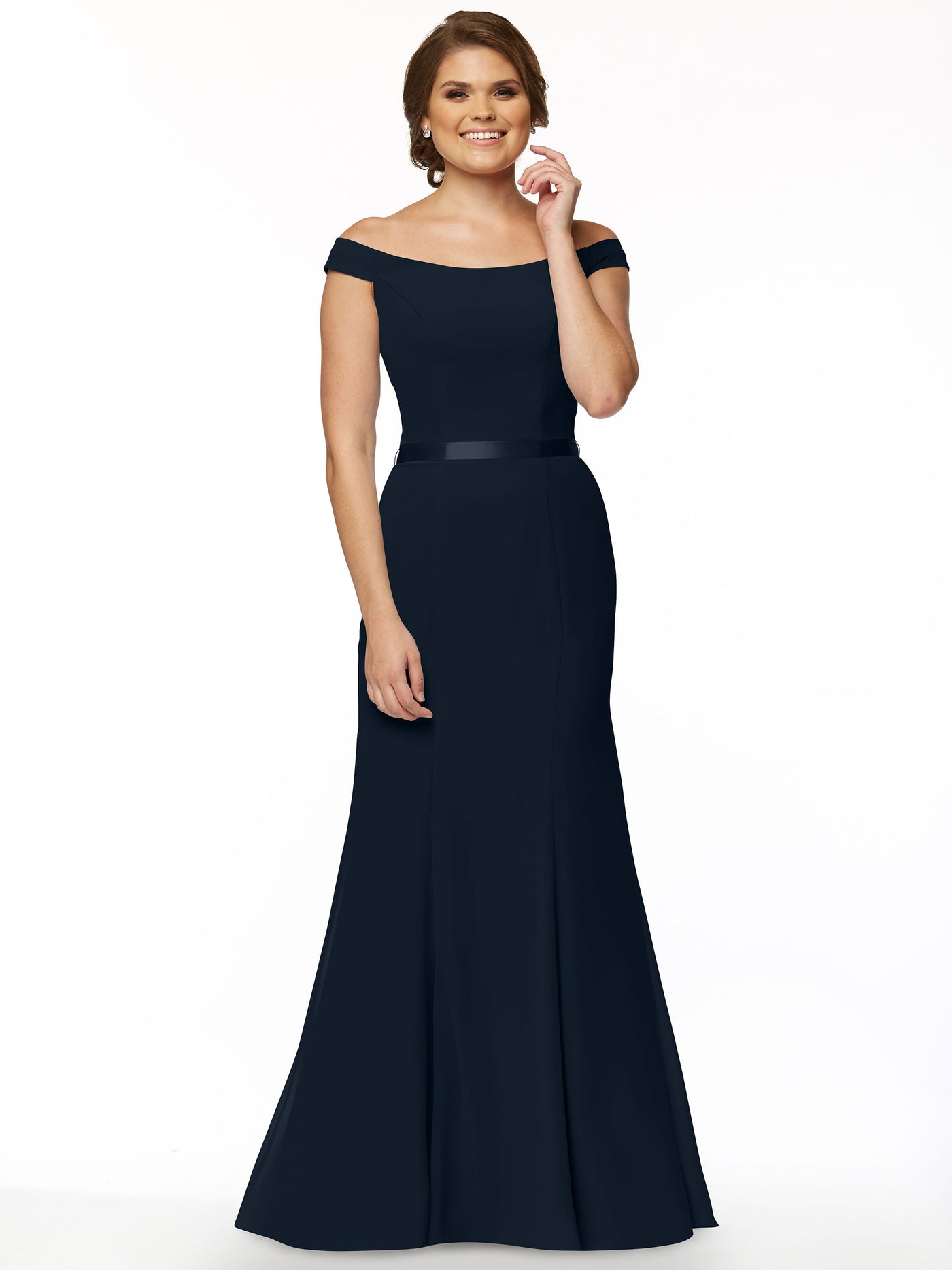 80079 - Off-the-Shoulder Fit-and-Flare Bridesmaid Dress
