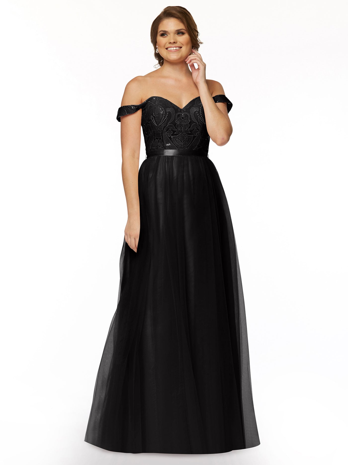 sequin bodice bridesmaid dress Black Sequin V-neck Timeless A-line Bridesmaid Dress