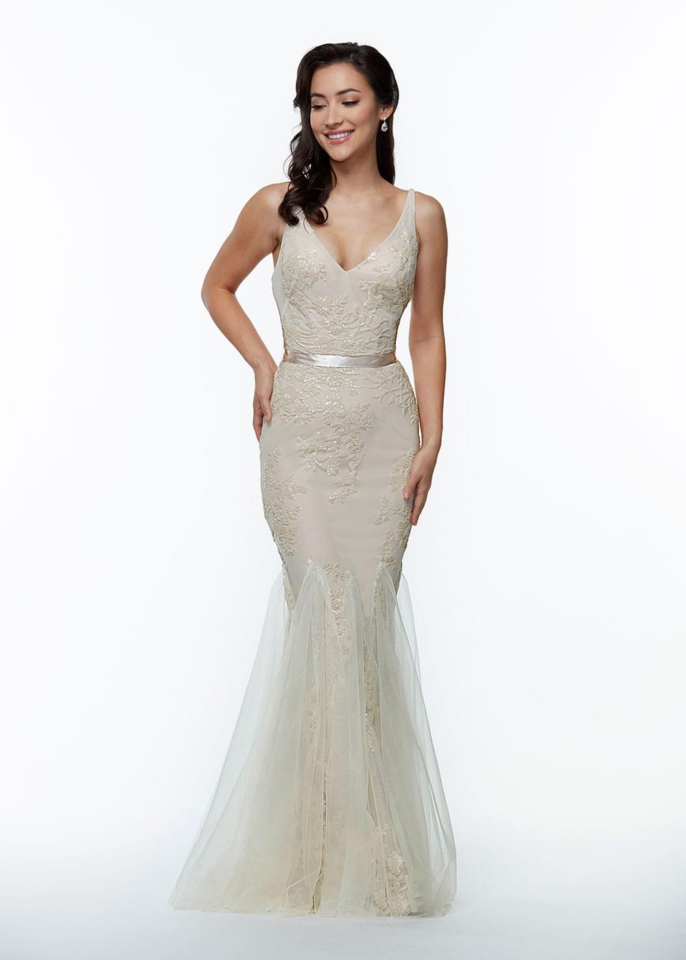 V-Neck Mermaid Bridesmaid Dress 80089