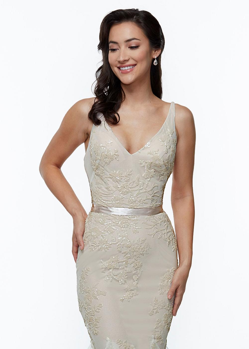 V-Neck Mermaid Bridesmaid Dress 80089