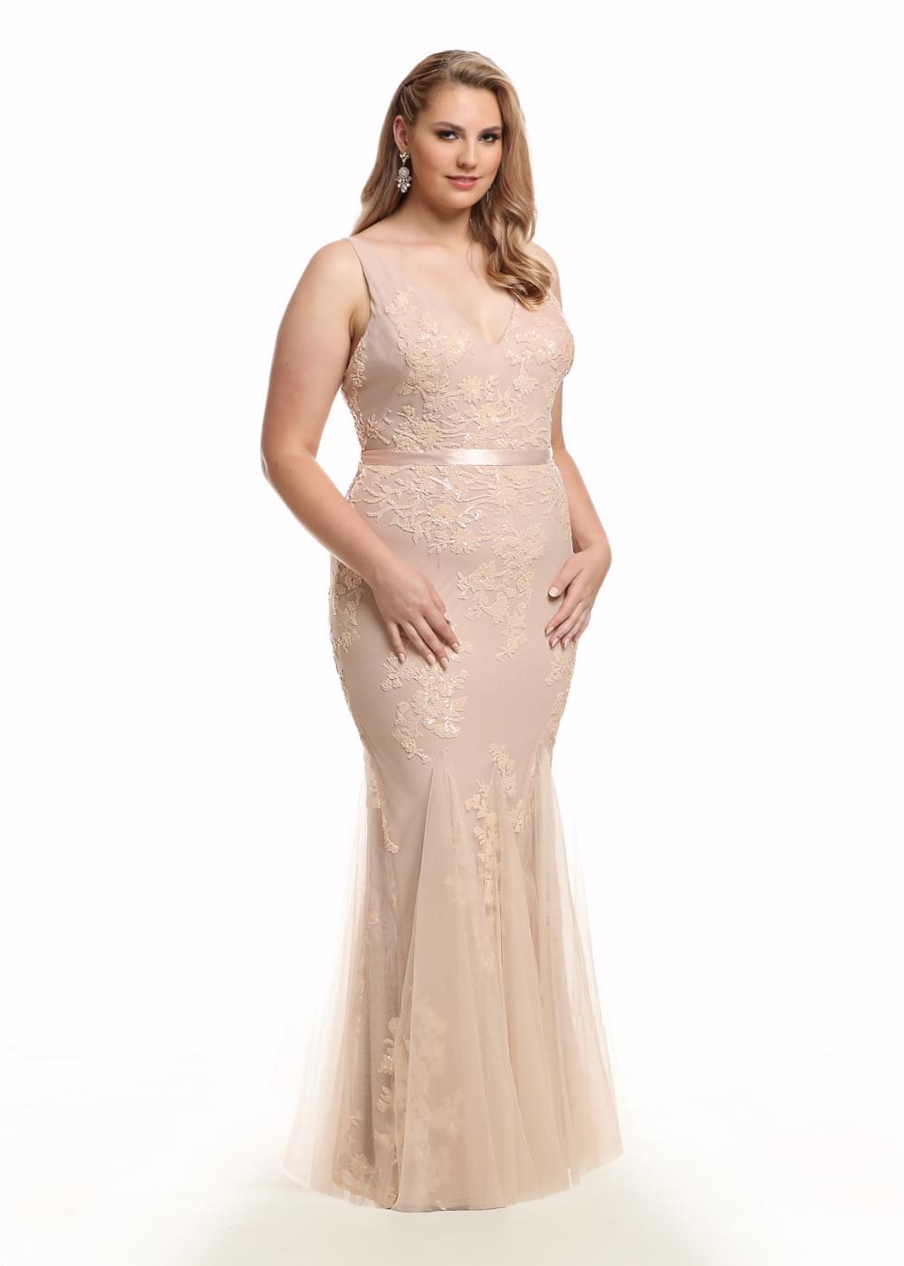 Plus-Size Champagne Gold Bridesmaid Gowns -Avery Austin Plus-Size Champagne Gold Bridesmaid Gowns -Avery Austin