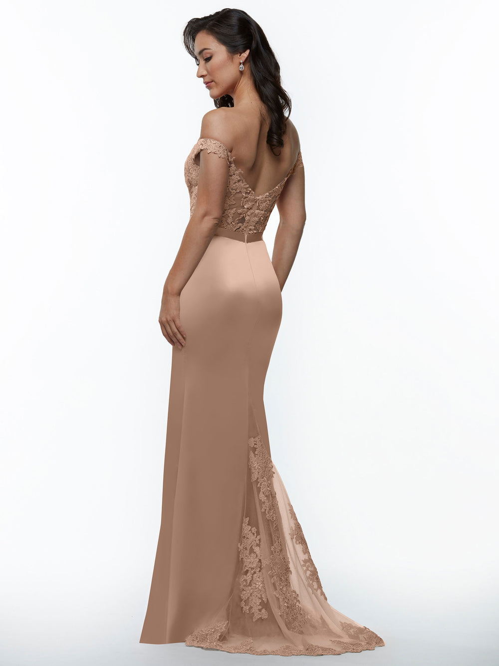chinese dress ladies Vintage A-Line Lace Appliques Scoop Neckline Tea Length Bridesmaid Dresses main image 0