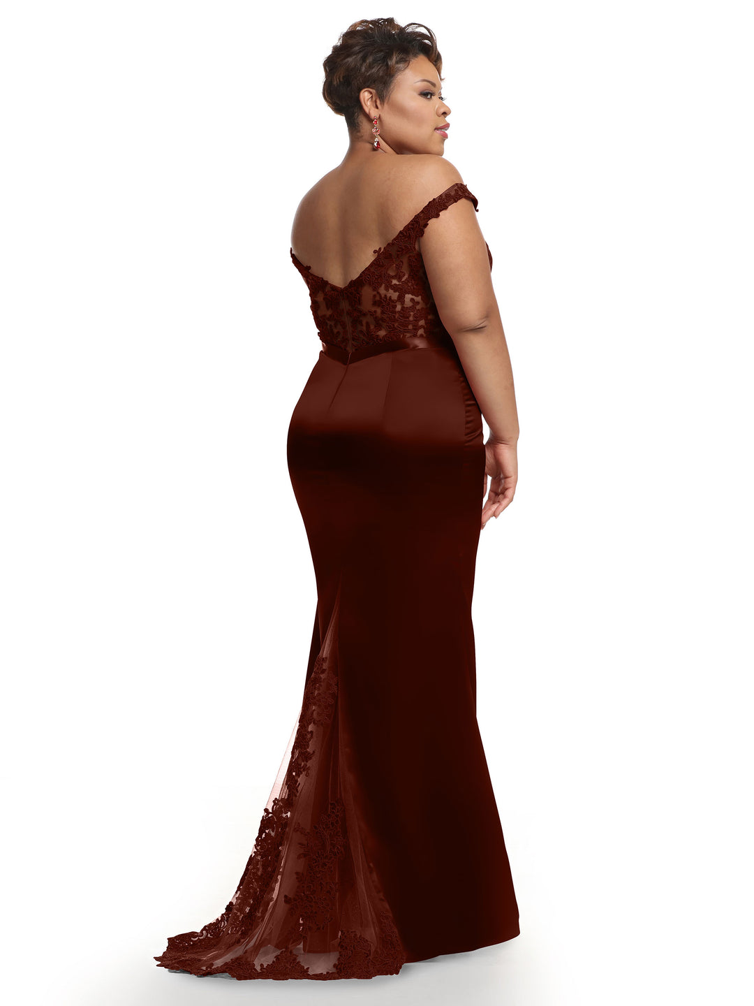 Curvy Plus Size Burgundy Bridesmaid Dresses Under 50 Mismatched Burgundy  Mermaid Unique New Satin Plus Size