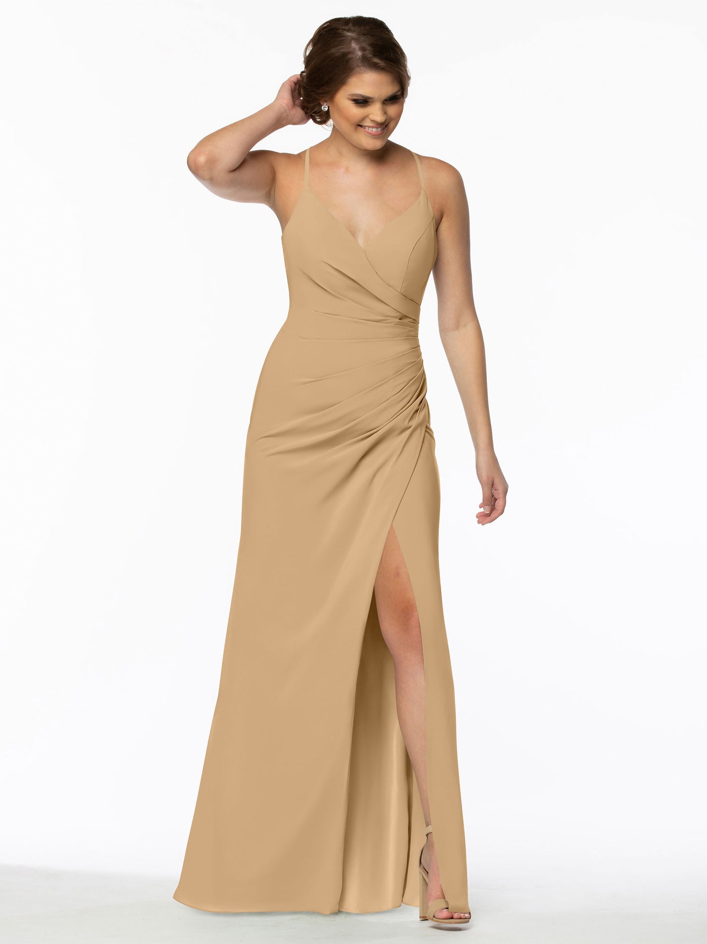 80114 - Chiffon Sheath Bridesmaid Dress with Side Slit