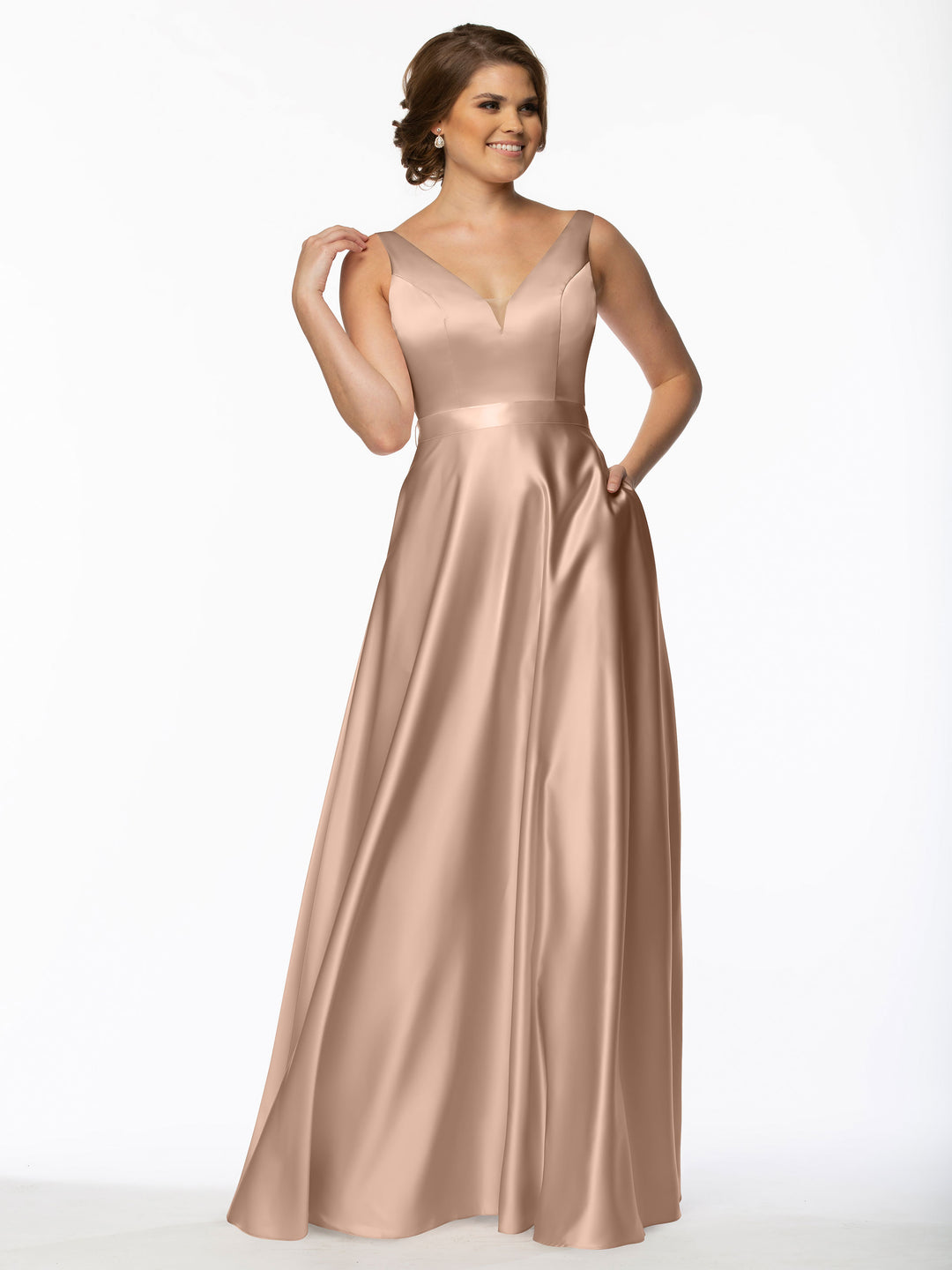 blue dress for baby girl Nude Sweetheart Sequins Long A-line Bridesmaid Dresses main image 1