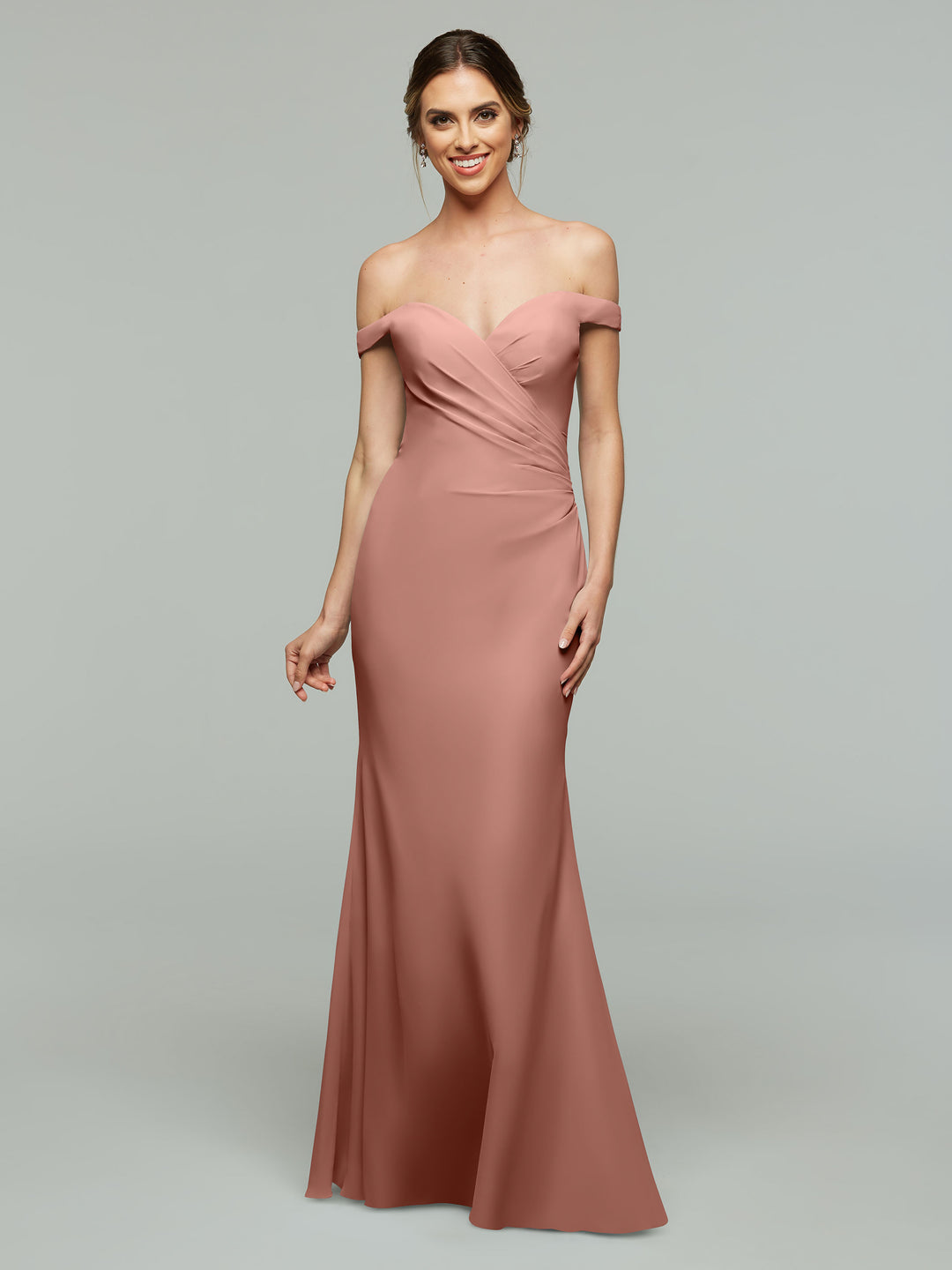 Long Chiffon Bridesmaid Dress 80122 - Avery Austin Buff / 4 Long Chiffon Bridesmaid Dress 80122 - Avery Austin Buff / 4