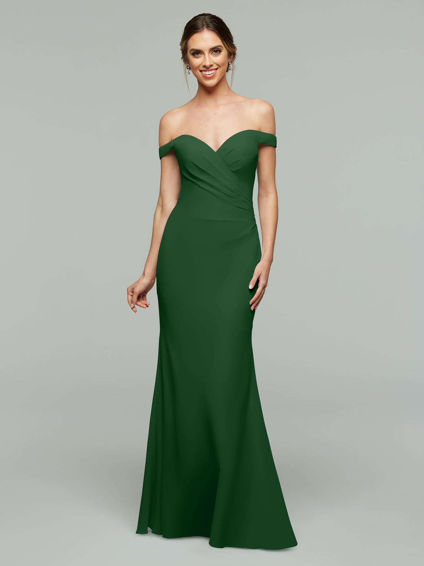 80122 - Off-the-Shoulder Simple Chiffon Bridesmaid Dress