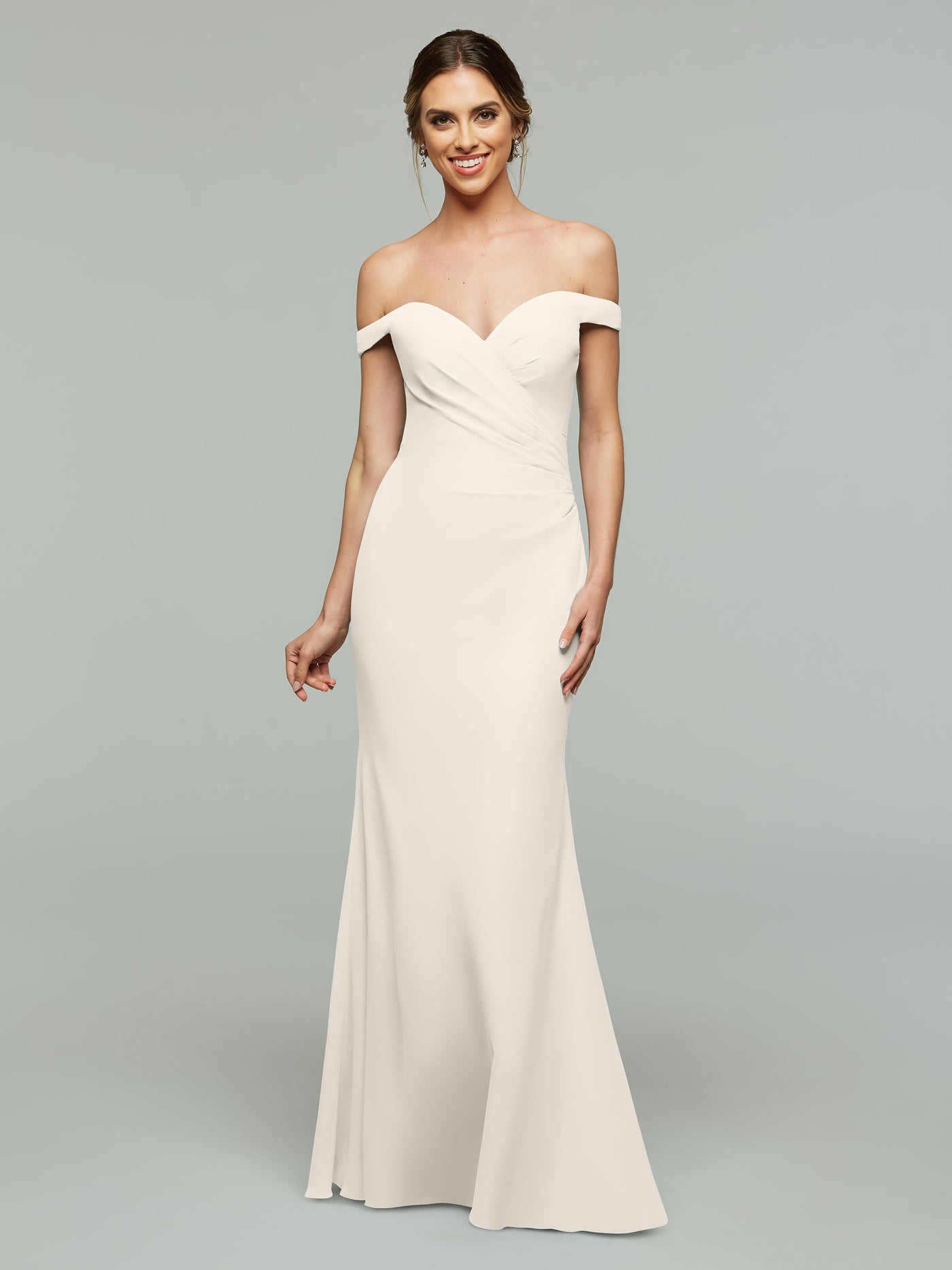 80122 - Off-the-Shoulder Simple Chiffon Bridesmaid Dress