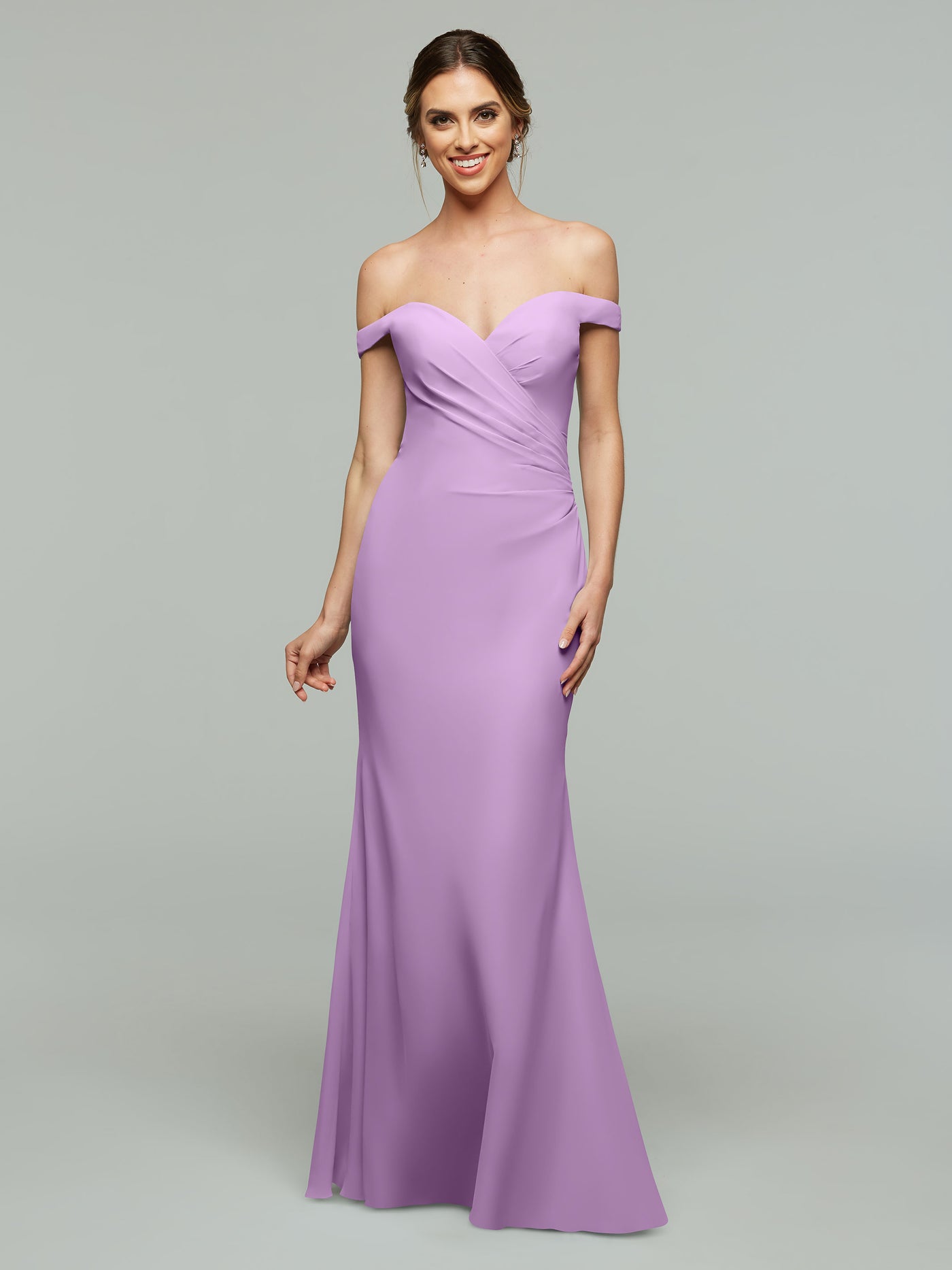 80122 - Off-the-Shoulder Simple Chiffon Bridesmaid Dress