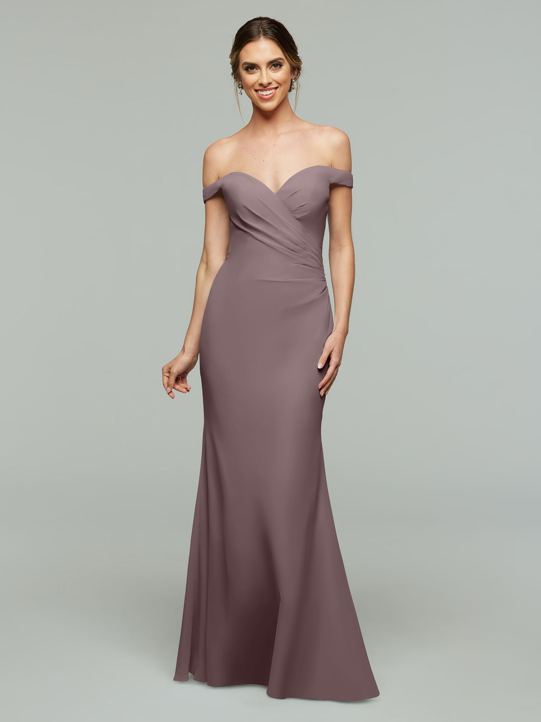 white christmas dresses Samantha Romantic Ruffles V Neck Chiffon Bridesmaid Dresses, Dusty Purple main image 0