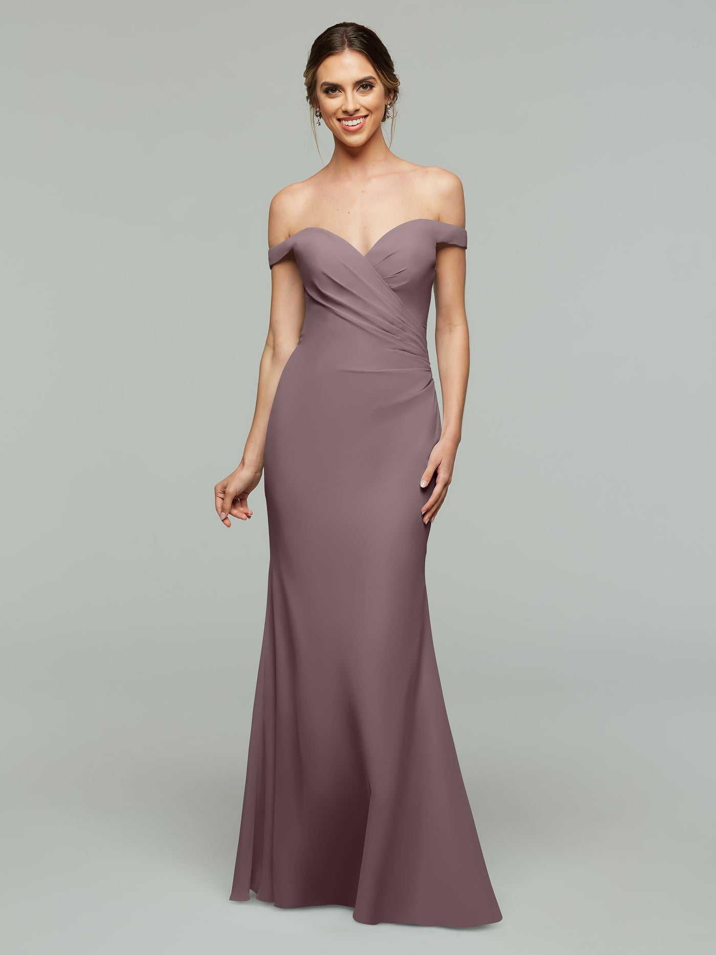 80122 - Off-the-Shoulder Simple Chiffon Bridesmaid Dress