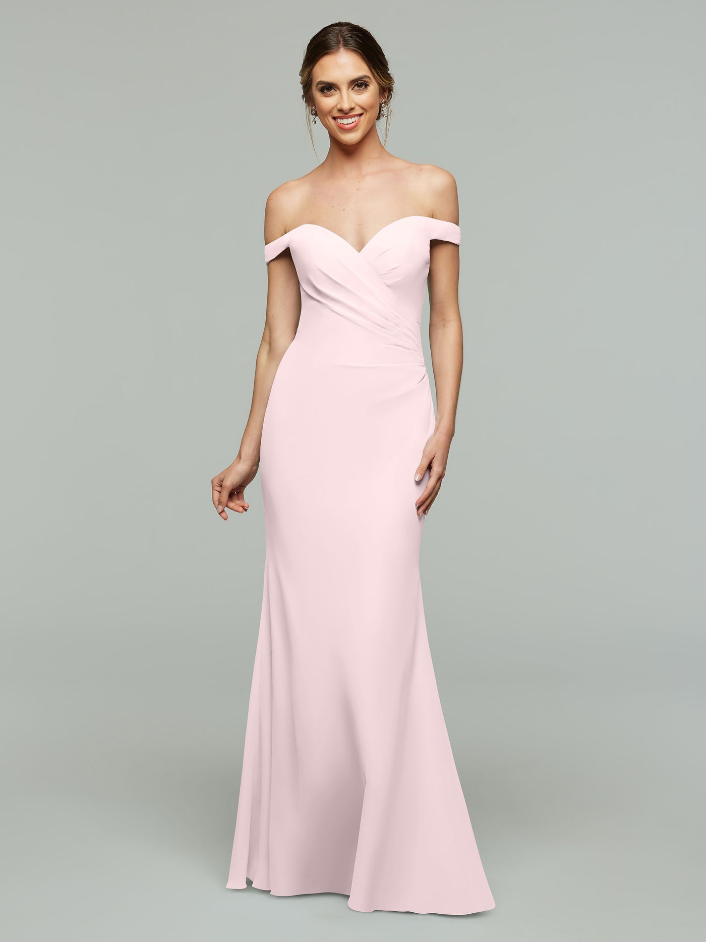 80122 - Off-the-Shoulder Simple Chiffon Bridesmaid Dress