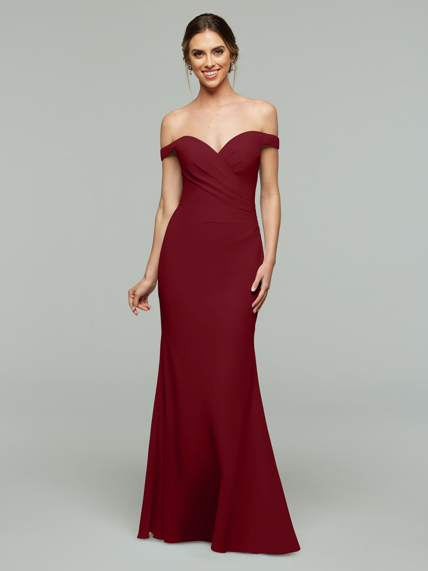 80122 - Off-the-Shoulder Simple Chiffon Bridesmaid Dress