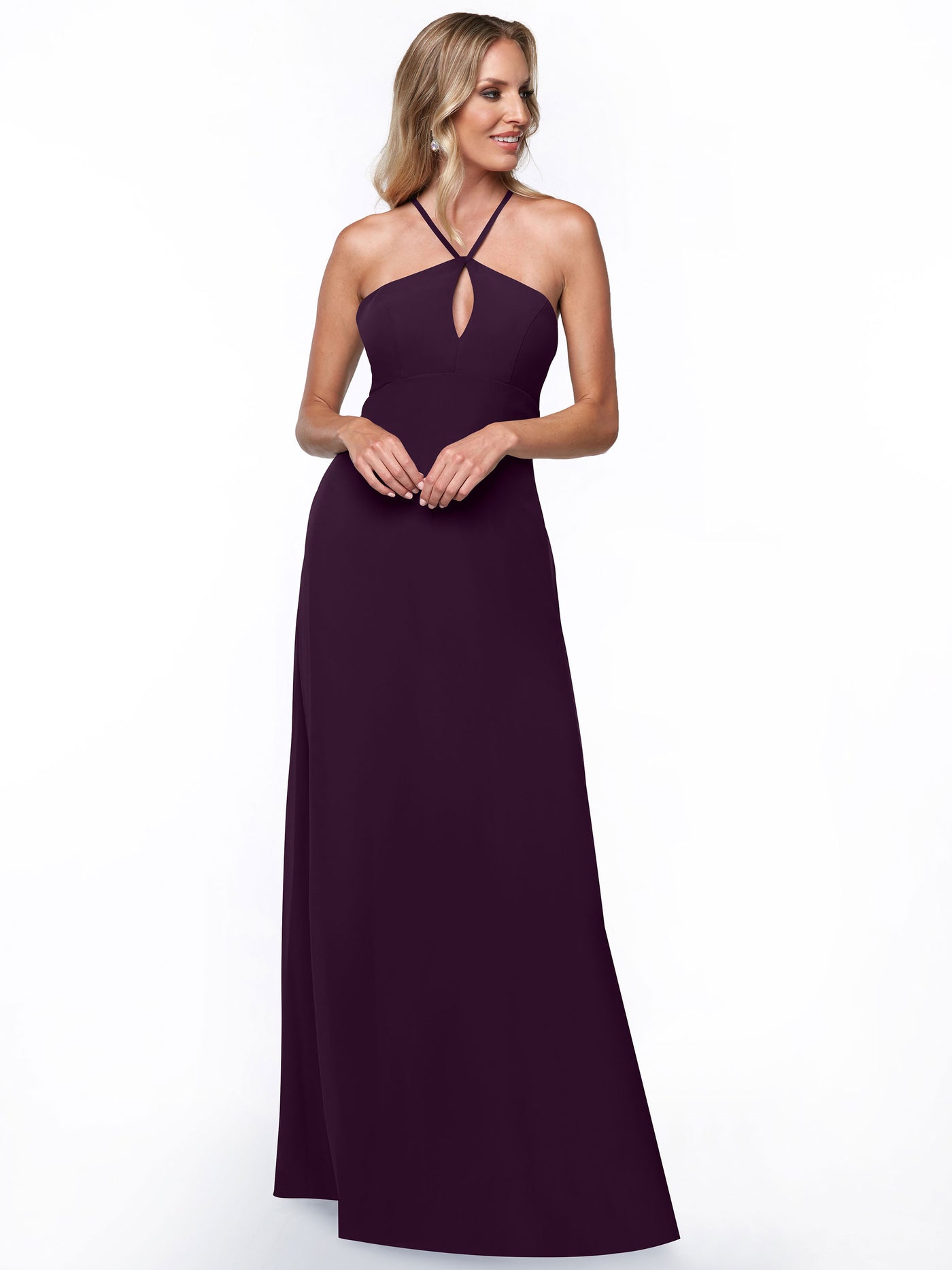 80137 - A-Line Chiffon Bridesmaid Dress with Keyhole Halter Neckline