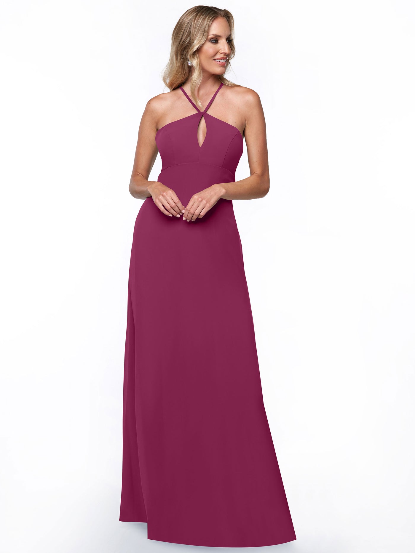 80137 - A-Line Chiffon Bridesmaid Dress with Keyhole Halter Neckline