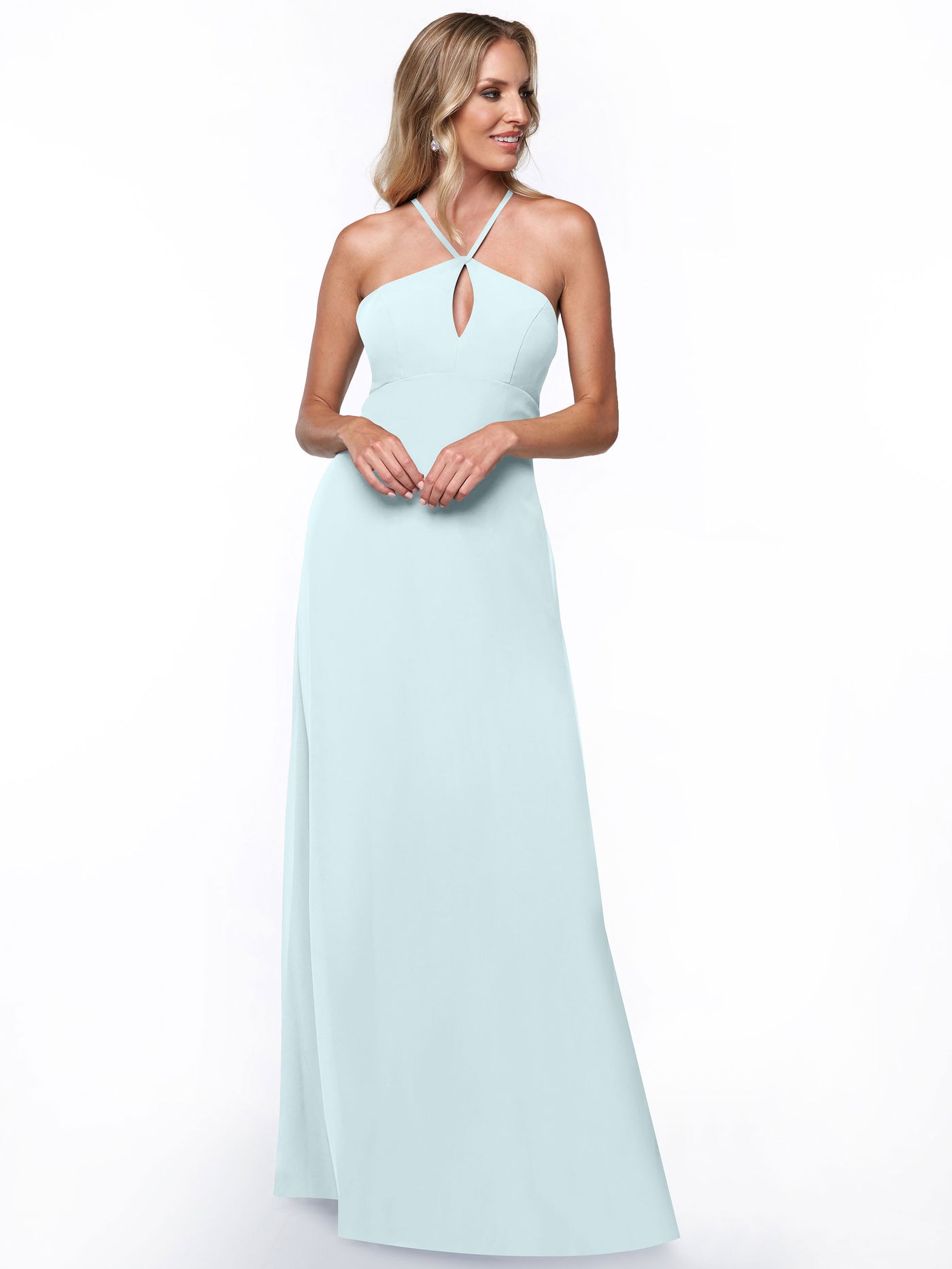 80137 - A-Line Chiffon Bridesmaid Dress with Keyhole Halter Neckline