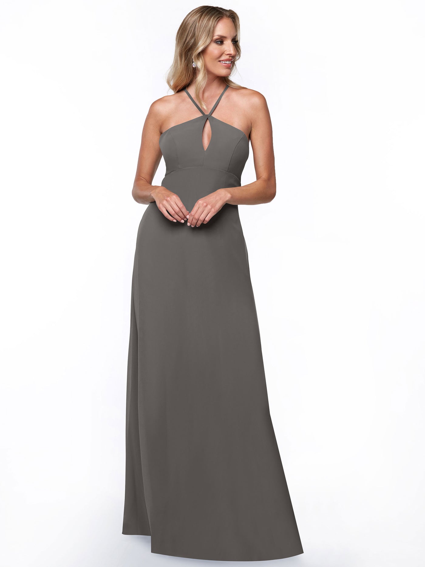 80137 - A-Line Chiffon Bridesmaid Dress with Keyhole Halter Neckline