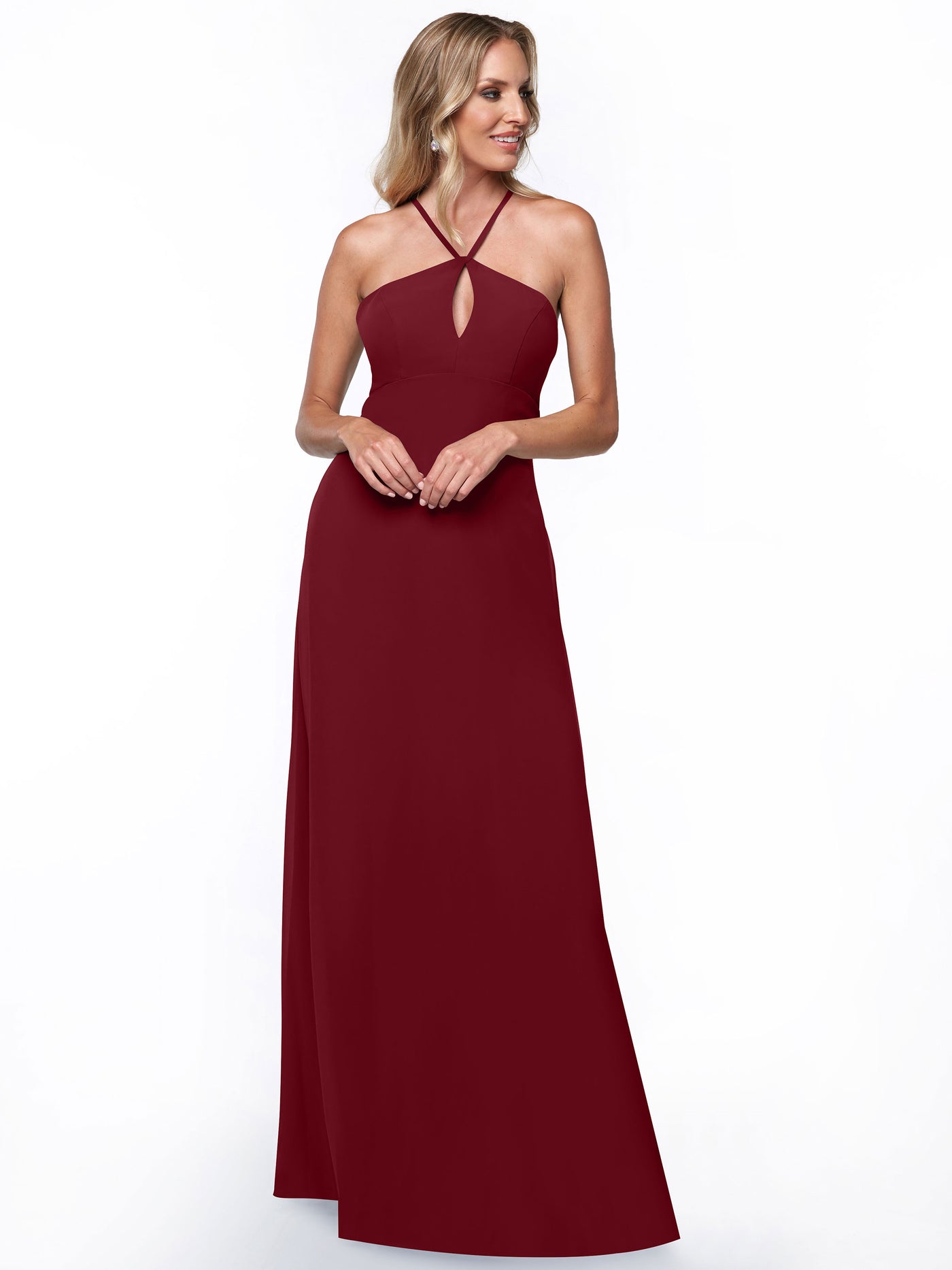 80137 - A-Line Chiffon Bridesmaid Dress with Keyhole Halter Neckline