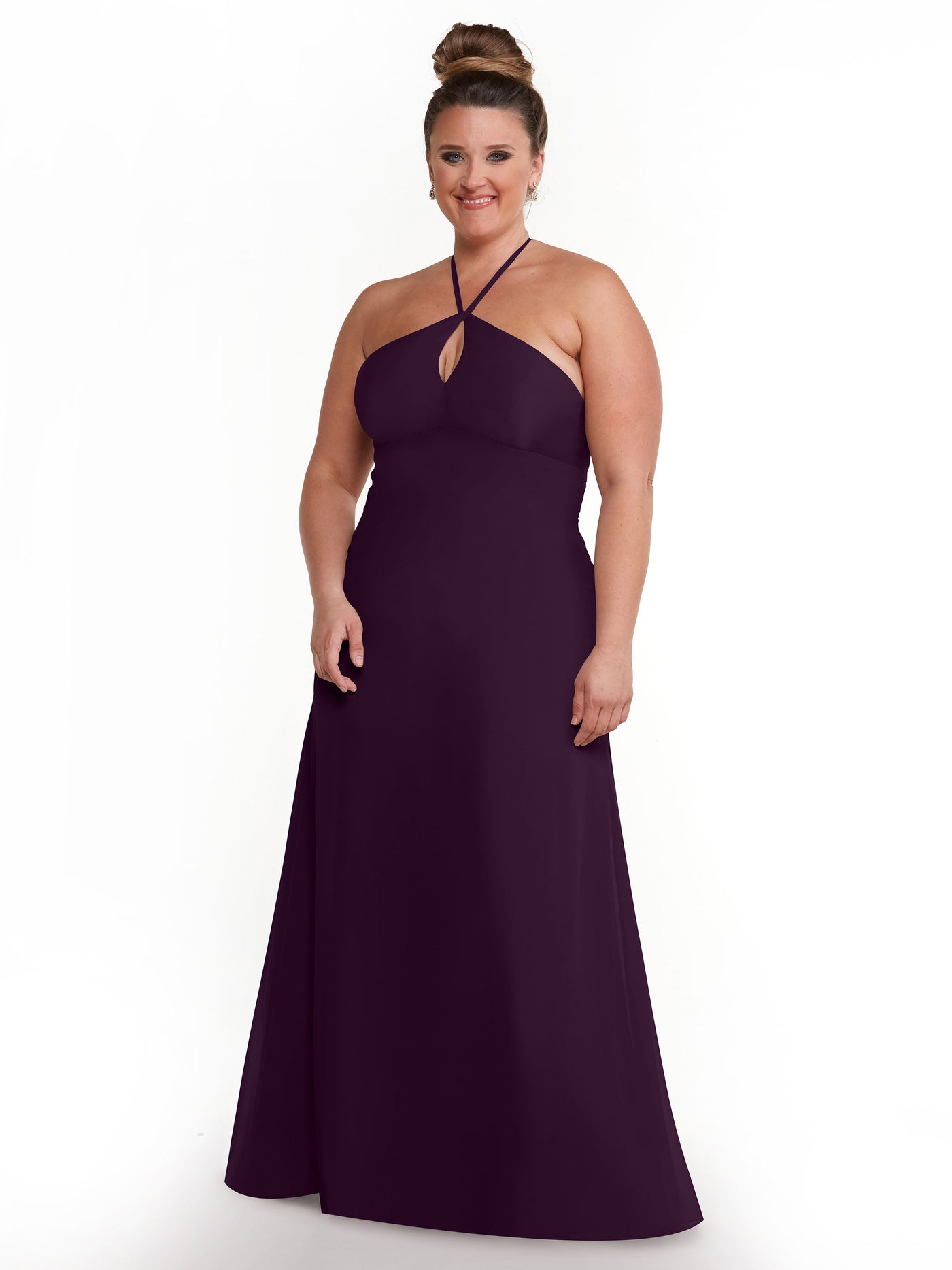 80137 - A-Line Chiffon Bridesmaid Dress with Keyhole Halter Neckline